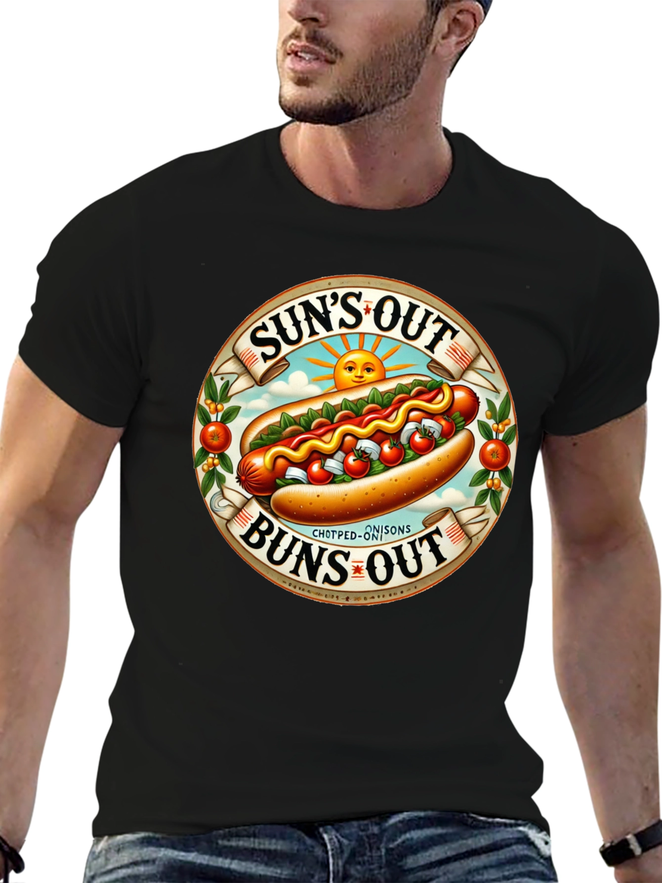 Suns Out Buns Out Hotdog Graphic T-Shirt