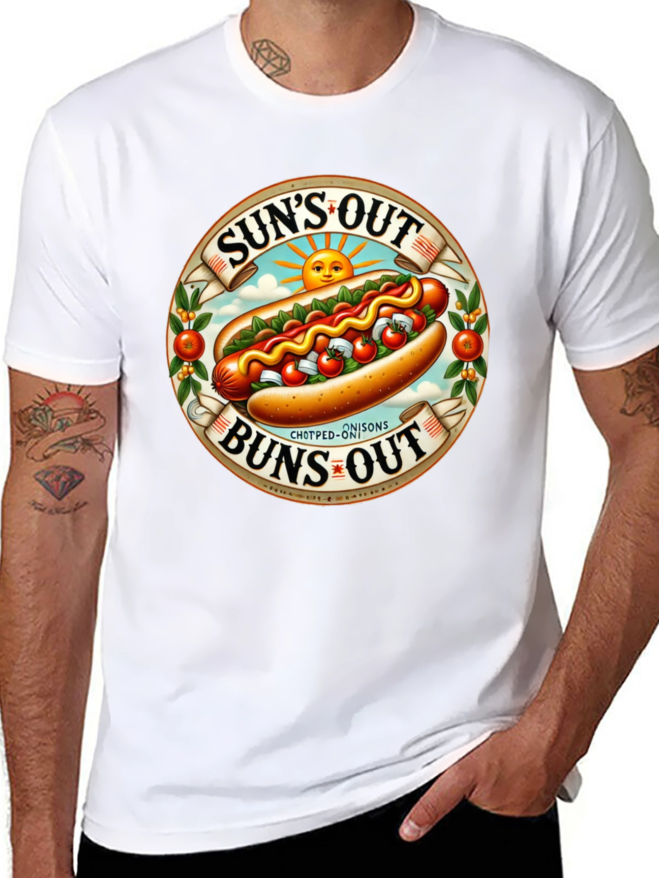 Suns Out Buns Out Hotdog Graphic T-Shirt