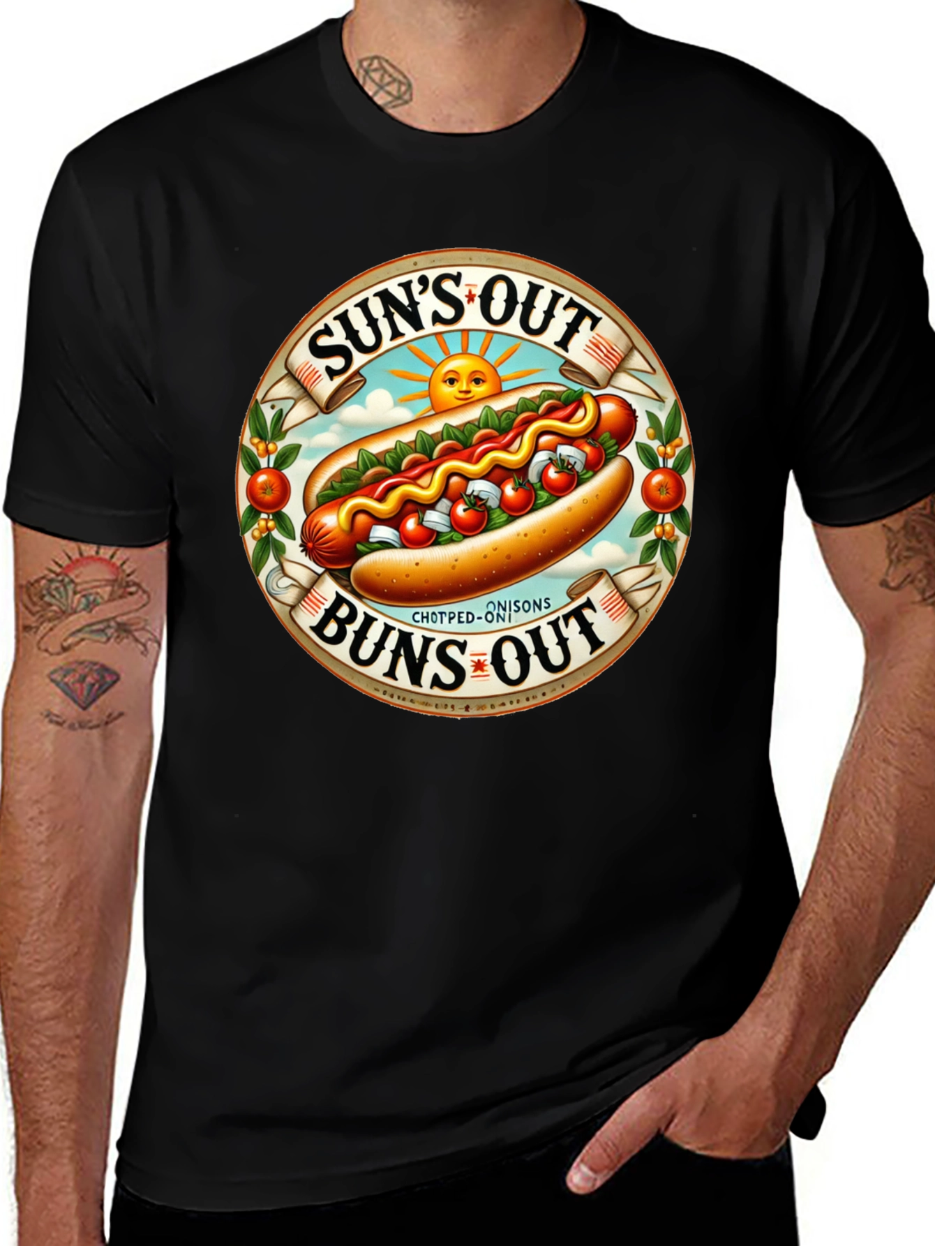 Suns Out Buns Out Hotdog Graphic T-Shirt