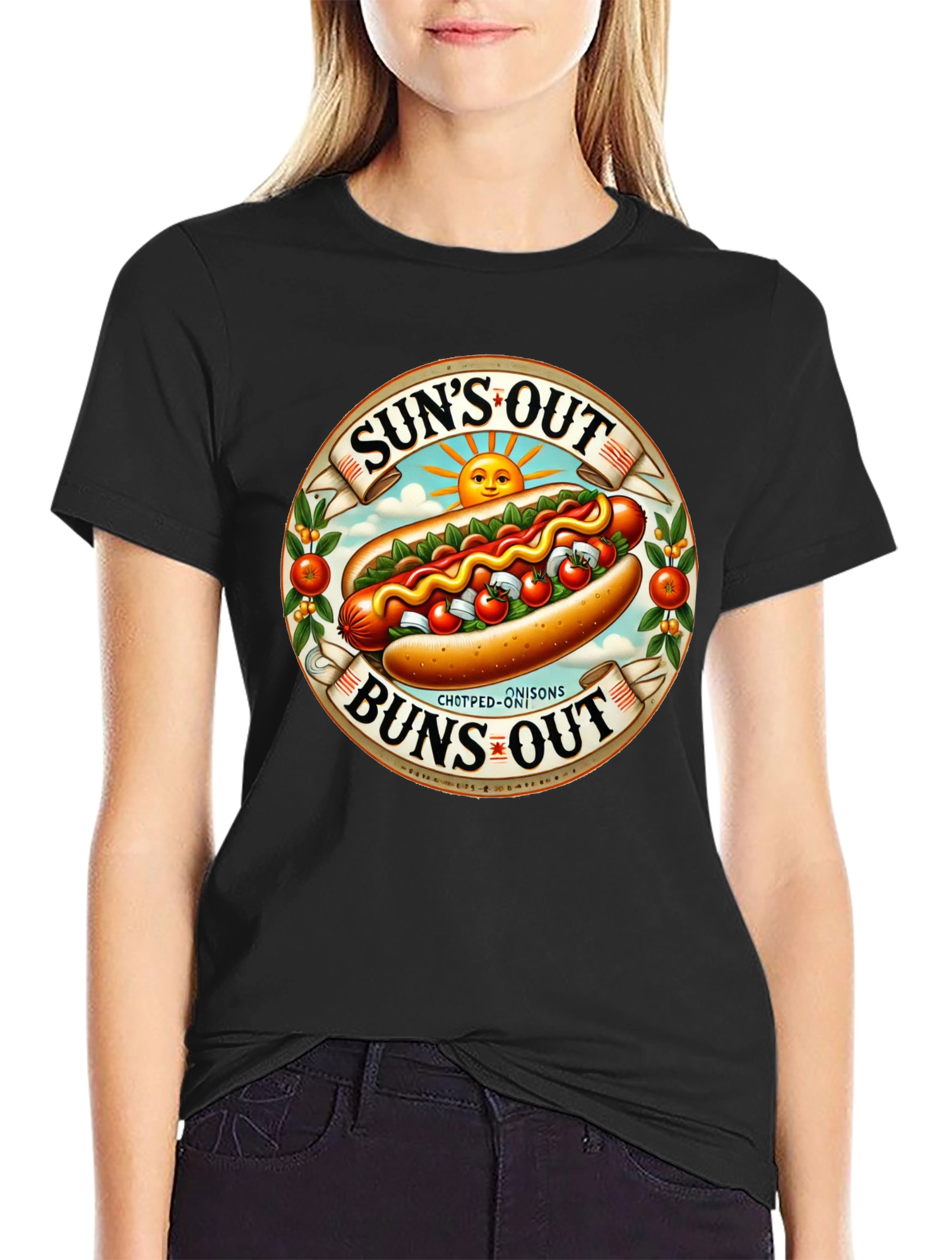 Suns Out Buns Out Hotdog Graphic T-Shirt