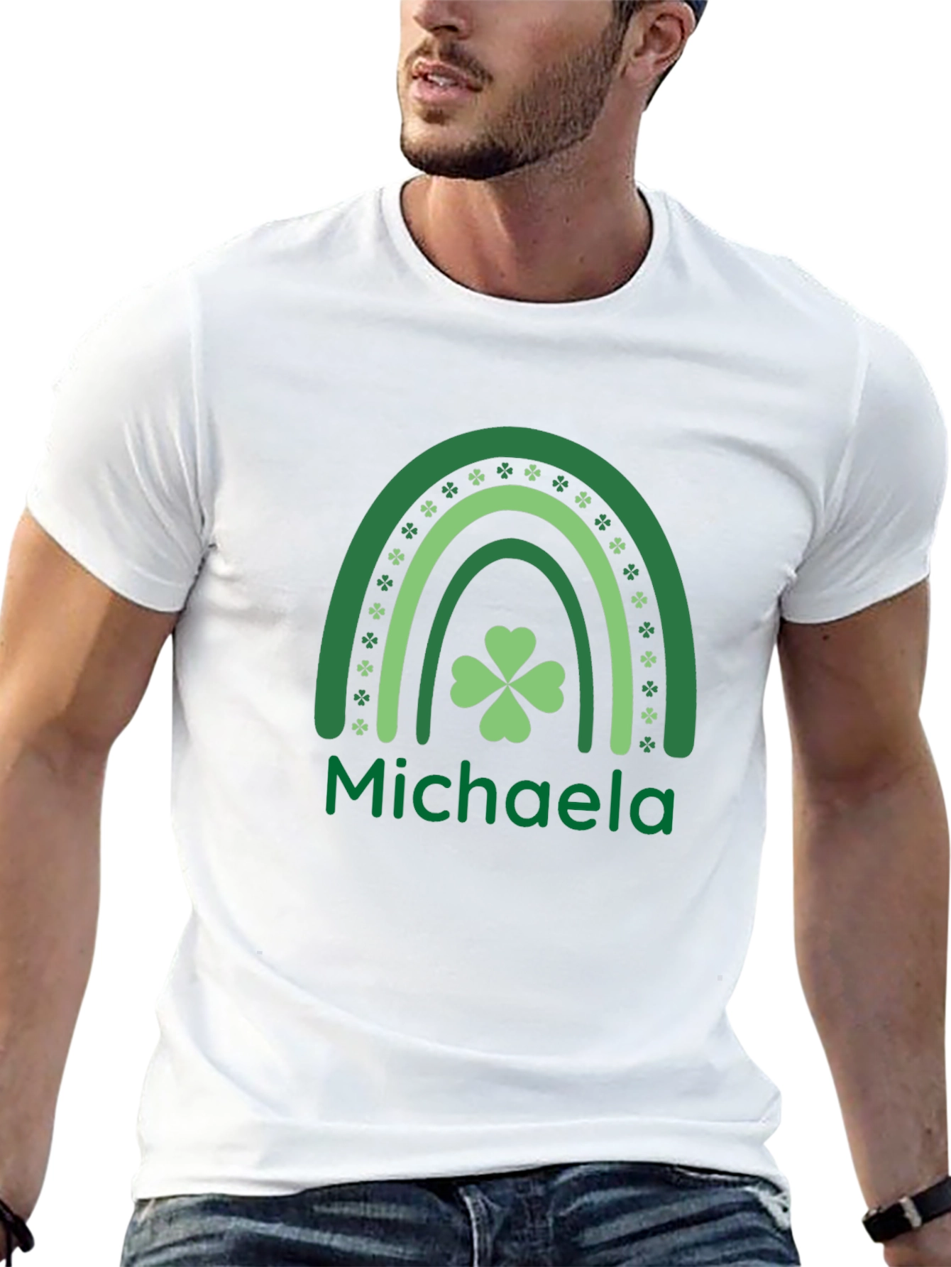 Michaela St. Patricks Day Rainbow Shamrock T-Shirt