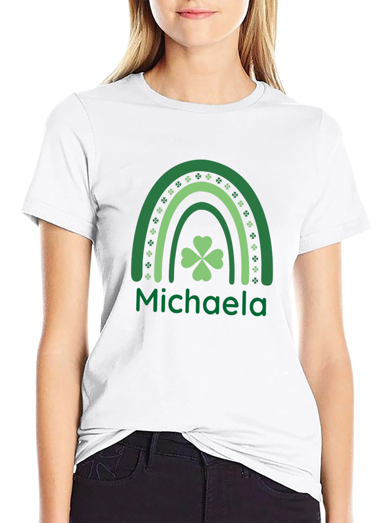 Michaela St. Patricks Day Rainbow Shamrock T-Shirt