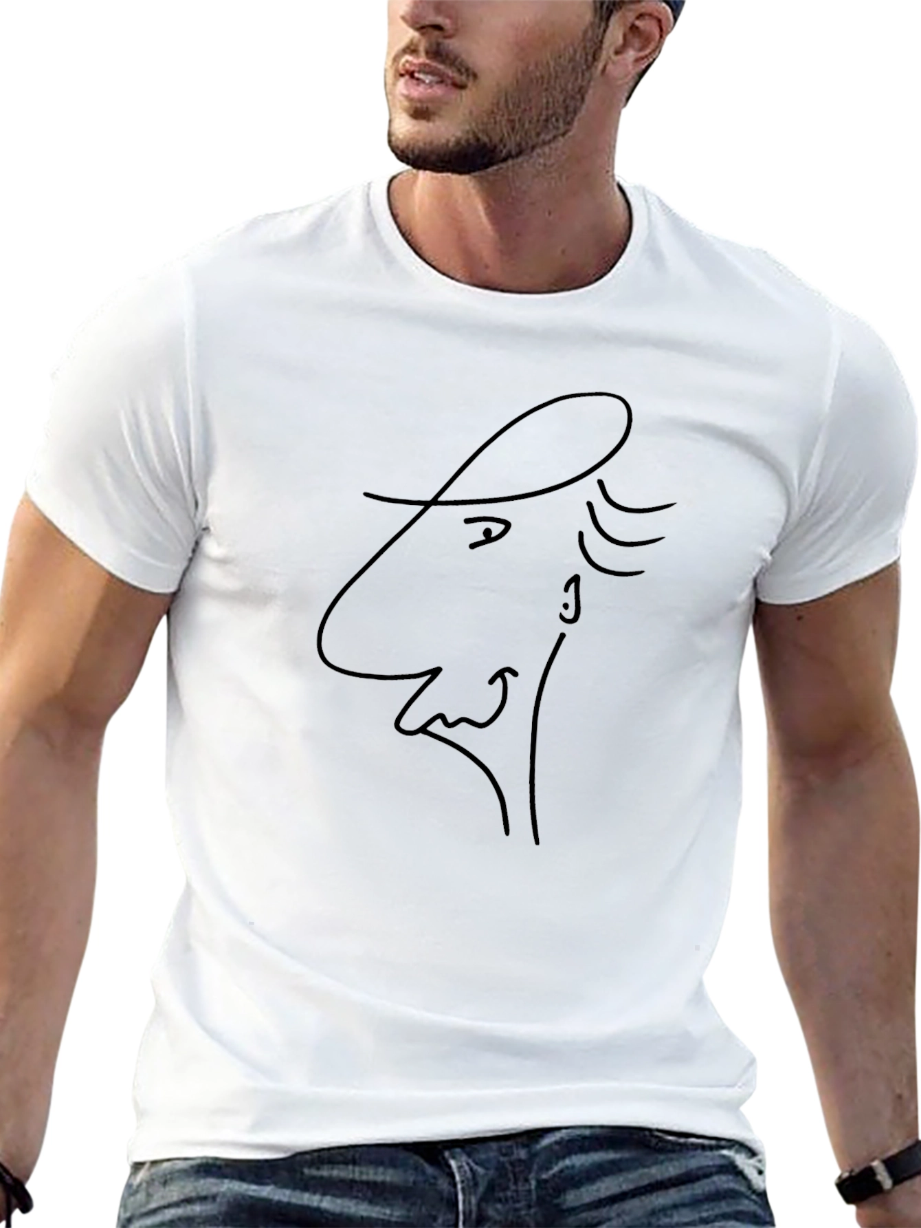 Sketch Face Graphic Black T-Shirt