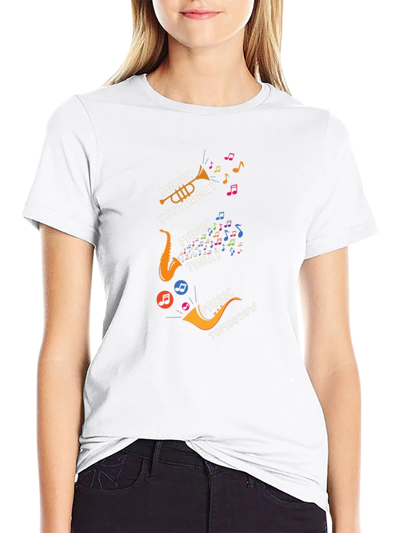Music Yesterday Today Tomorrow Mens Black T-Shirt