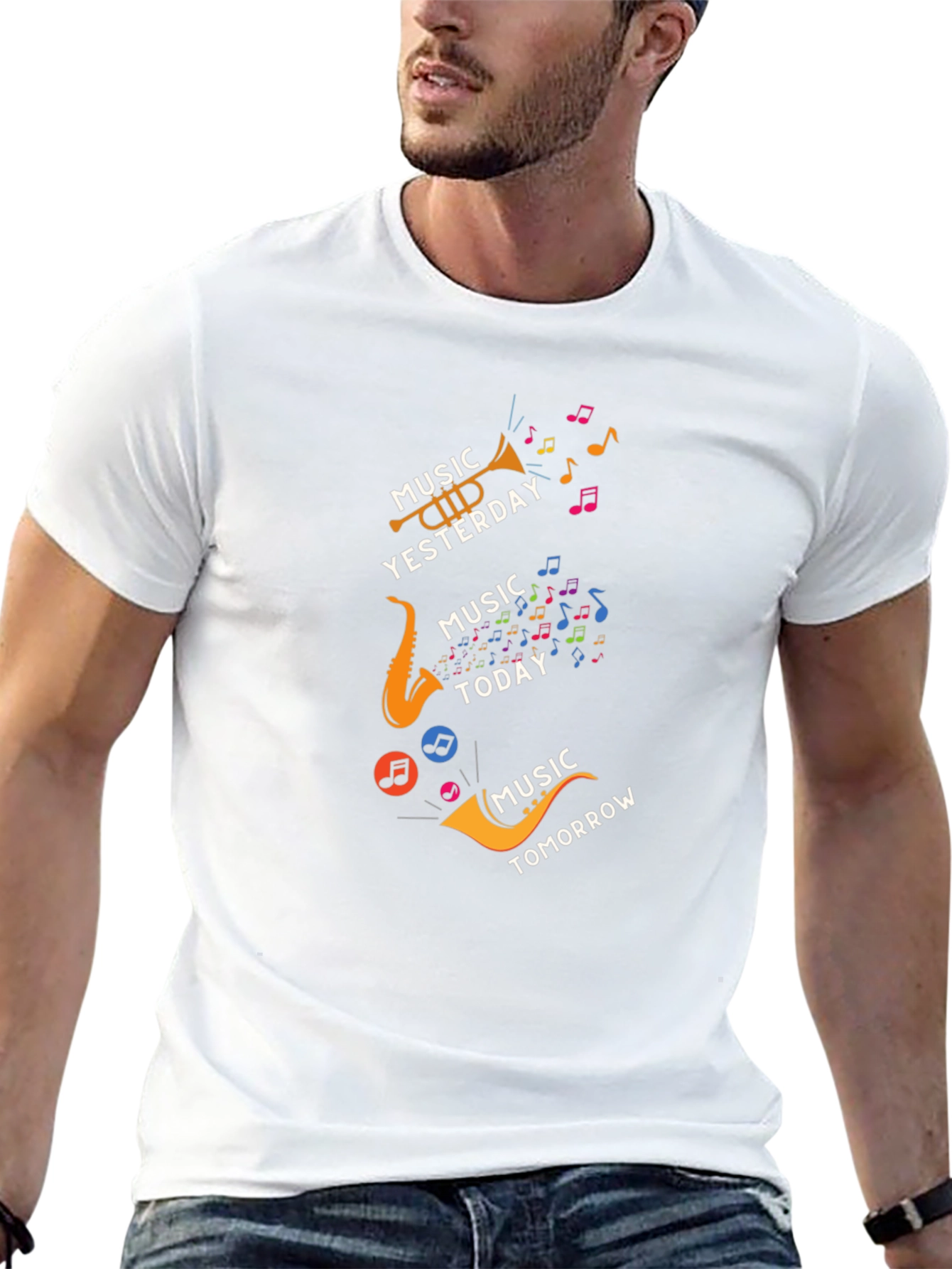 Music Yesterday Today Tomorrow Mens Black T-Shirt