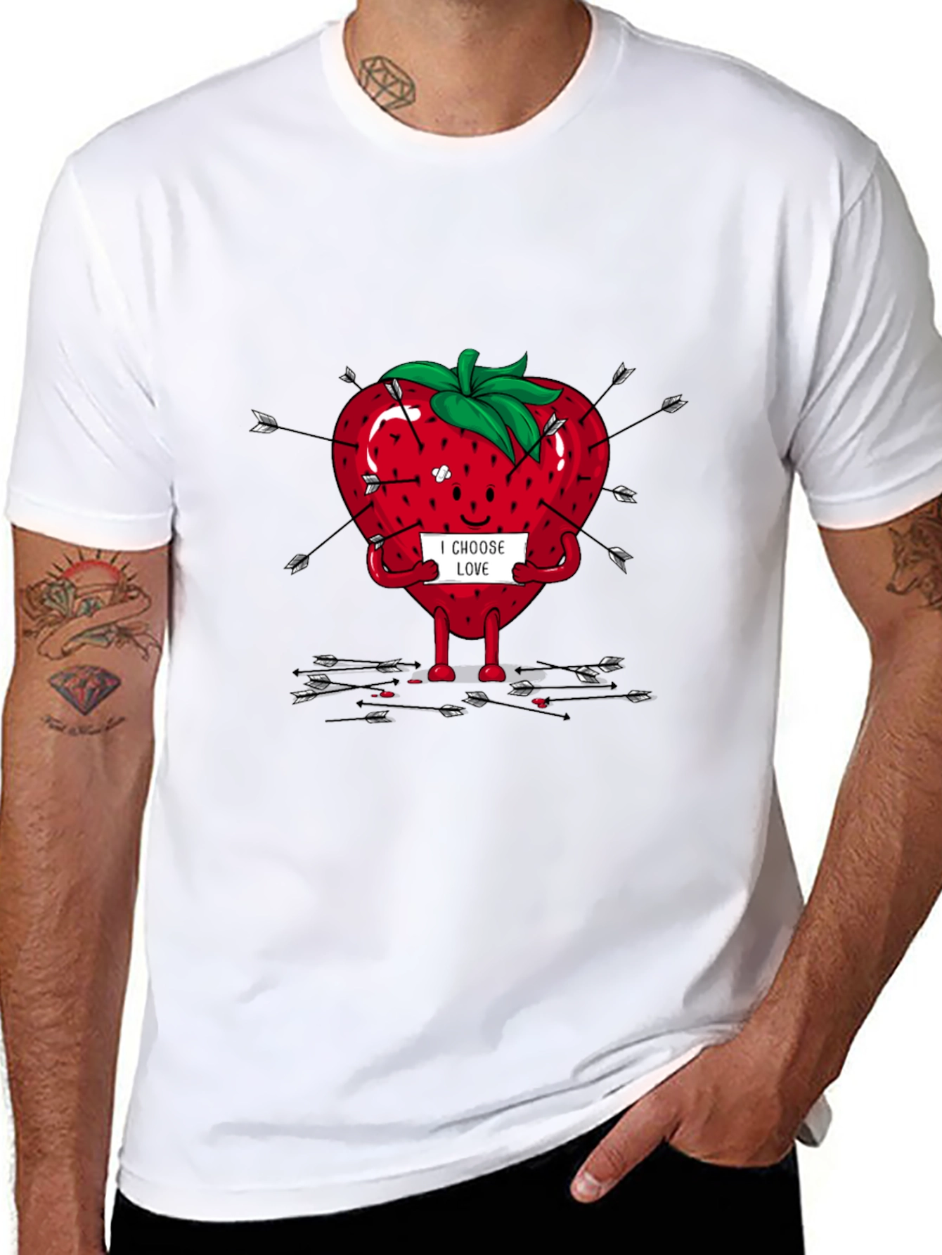 I Choose Love Graphic T-Shirt - Arrow Strawberry