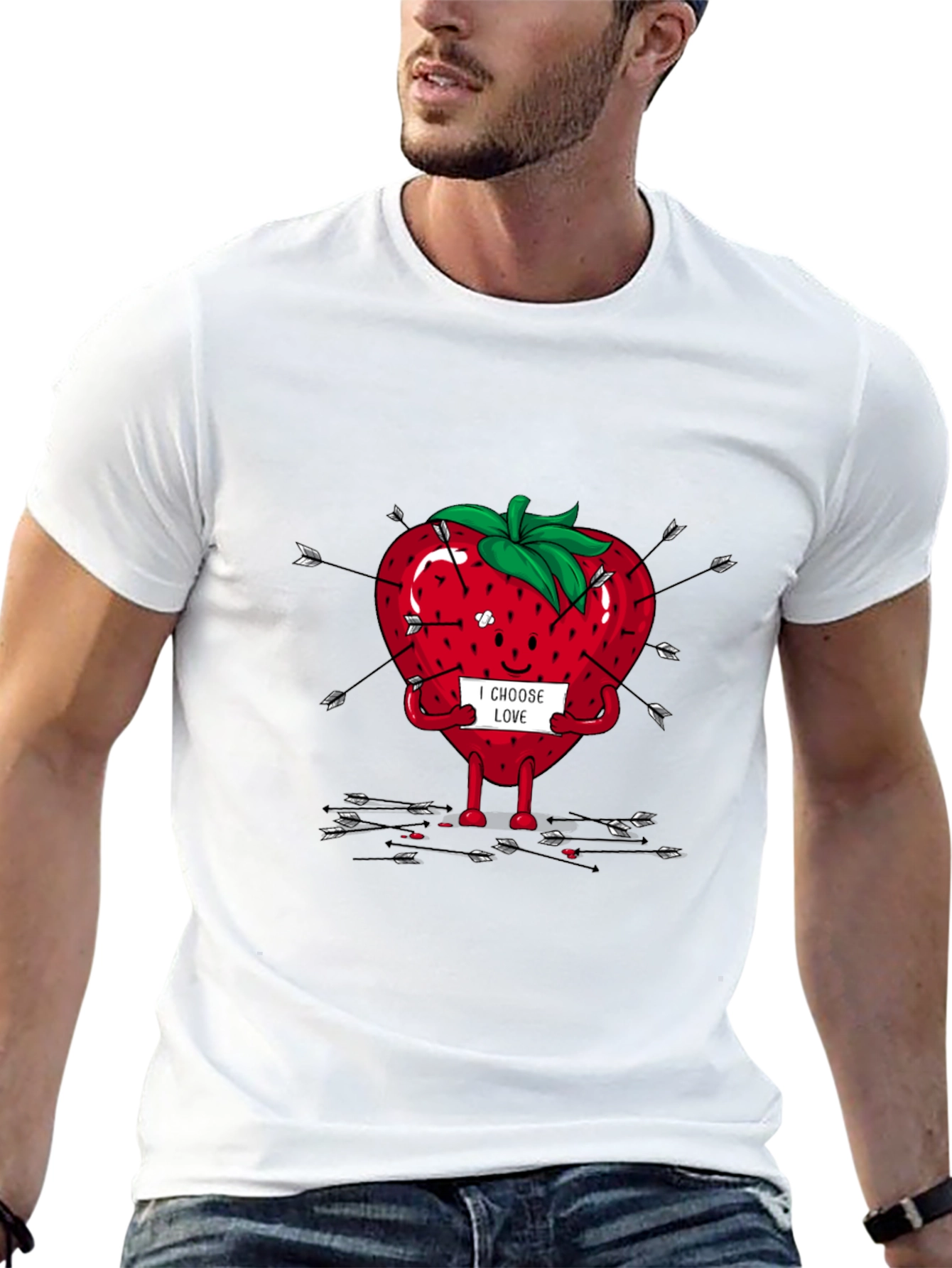 I Choose Love Graphic T-Shirt - Arrow Strawberry