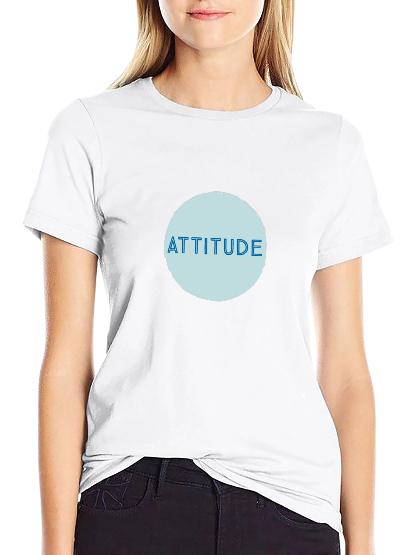 Attitude Graphic Print T-Shirt - Black