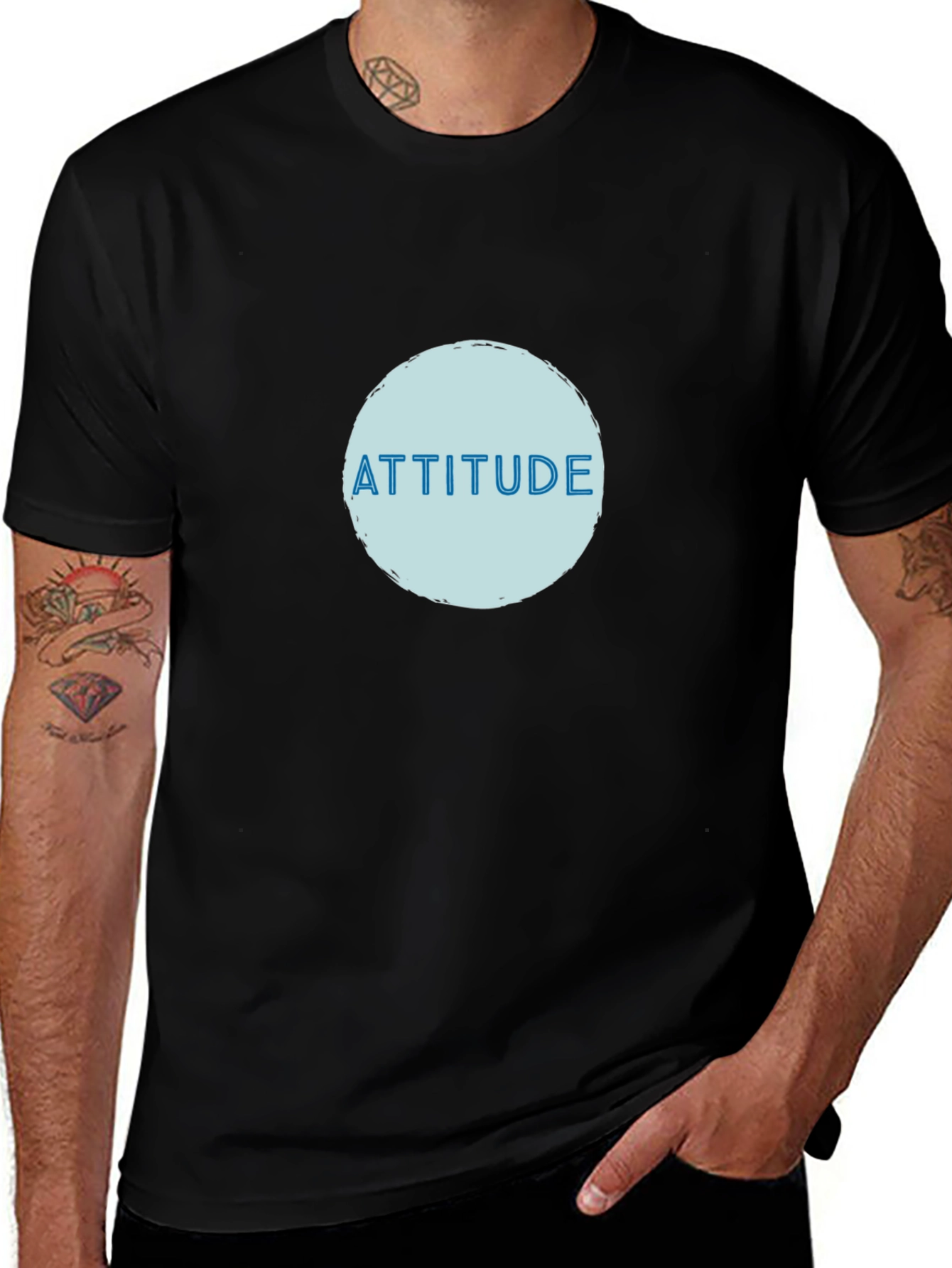 Attitude Graphic Print T-Shirt - Black