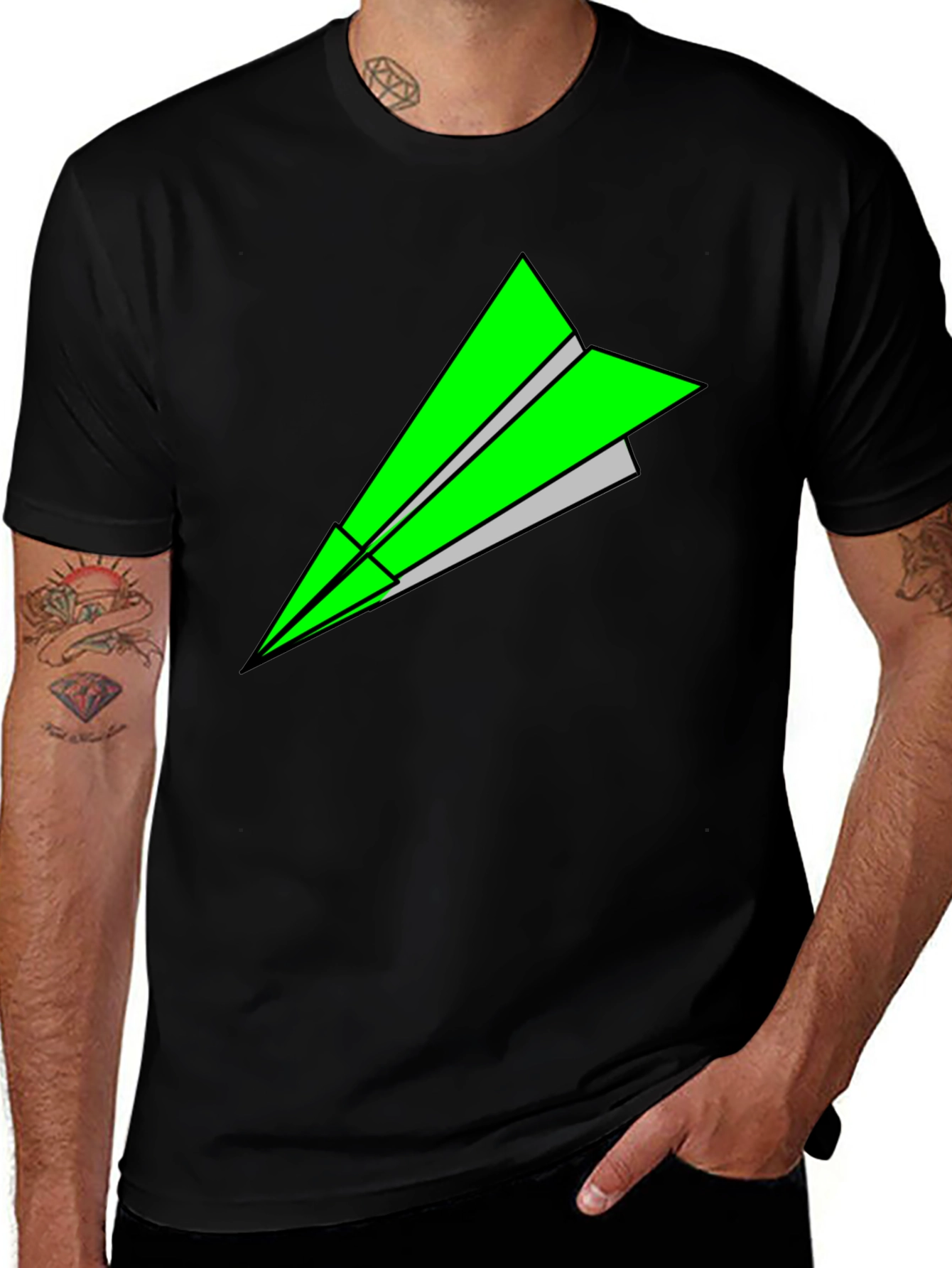 Paper Airplane Graphic Tee - Black T-Shirt