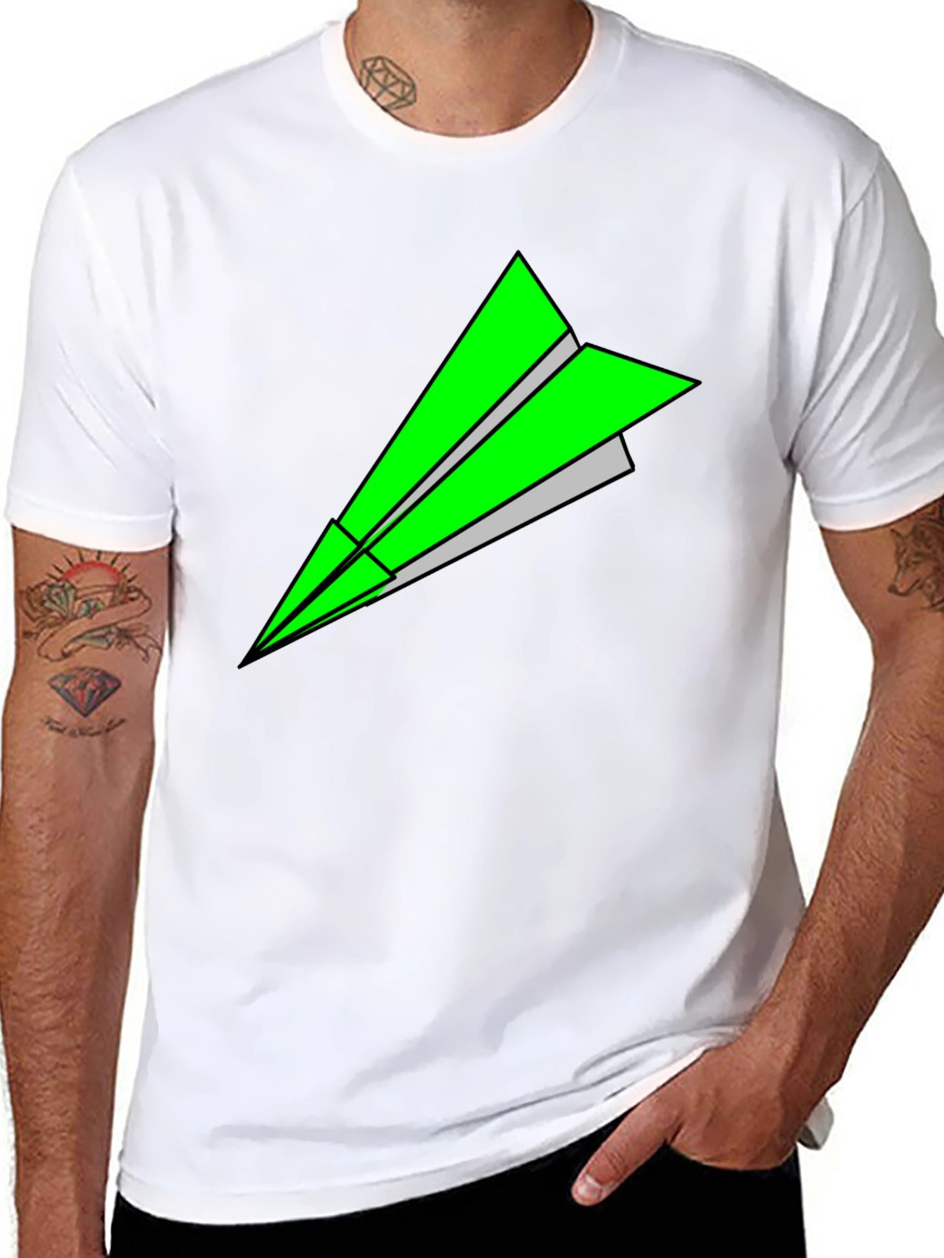 Paper Airplane Graphic Tee - Black T-Shirt