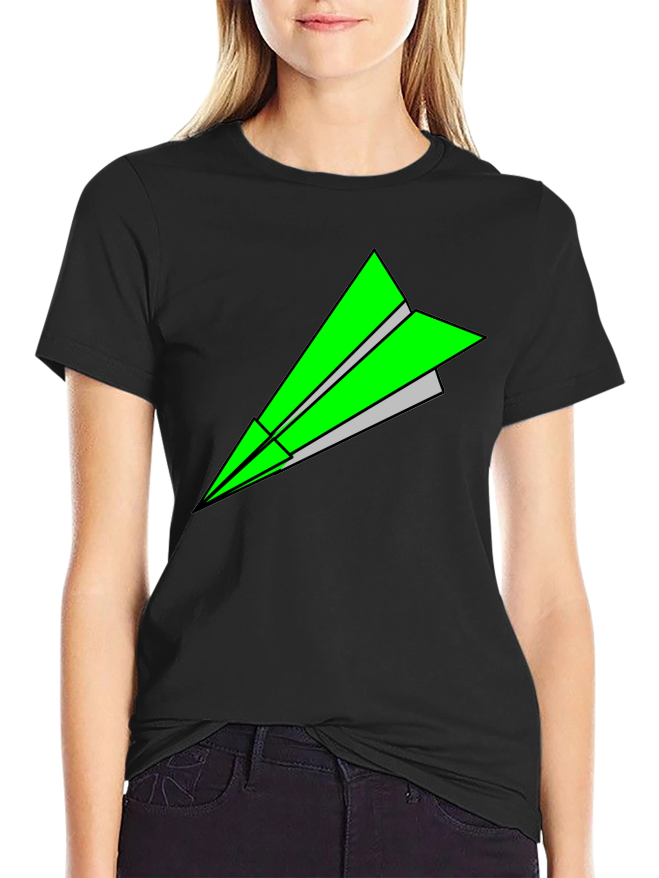 Paper Airplane Graphic Tee - Black T-Shirt