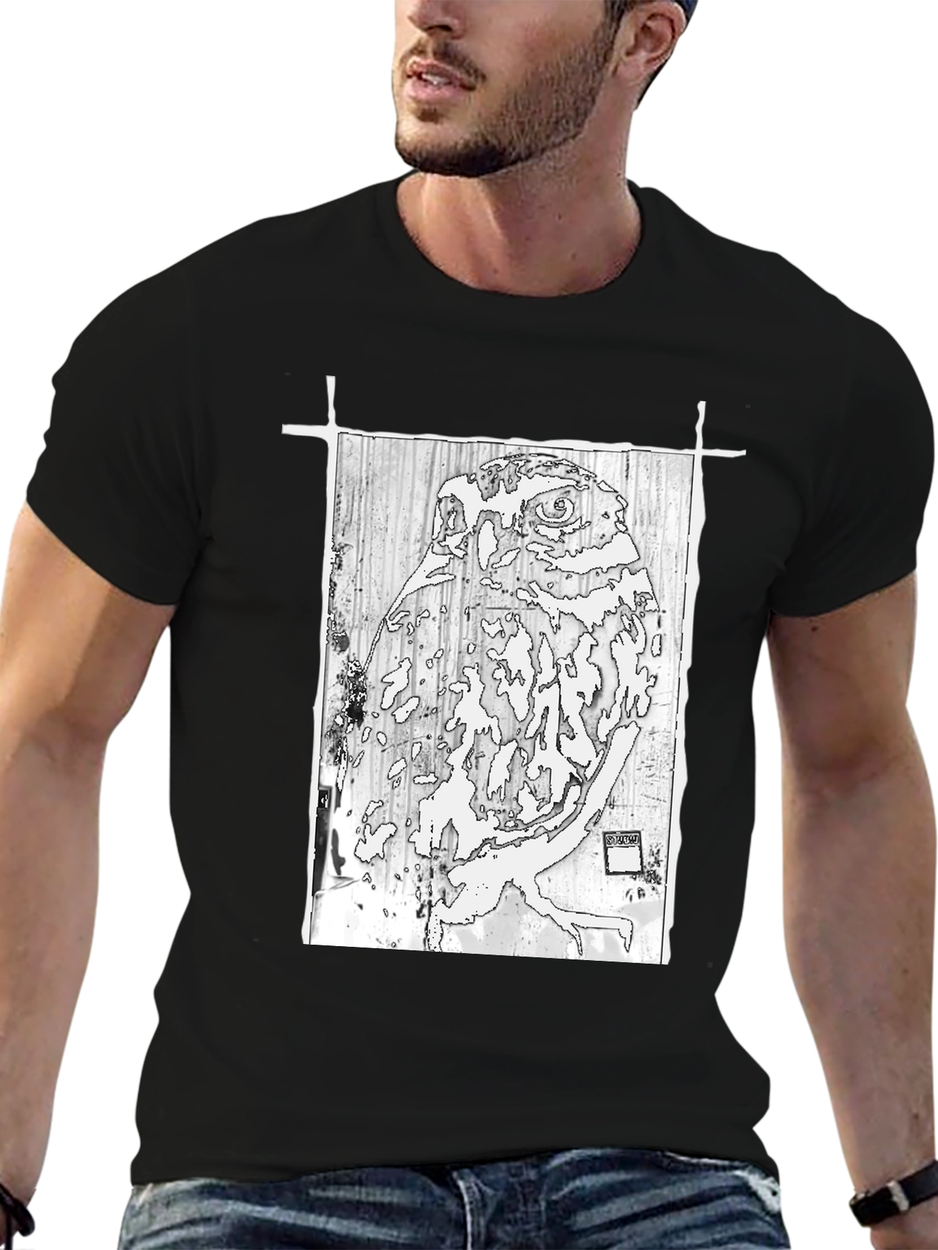 Abstract Owl Graphic Print Tee