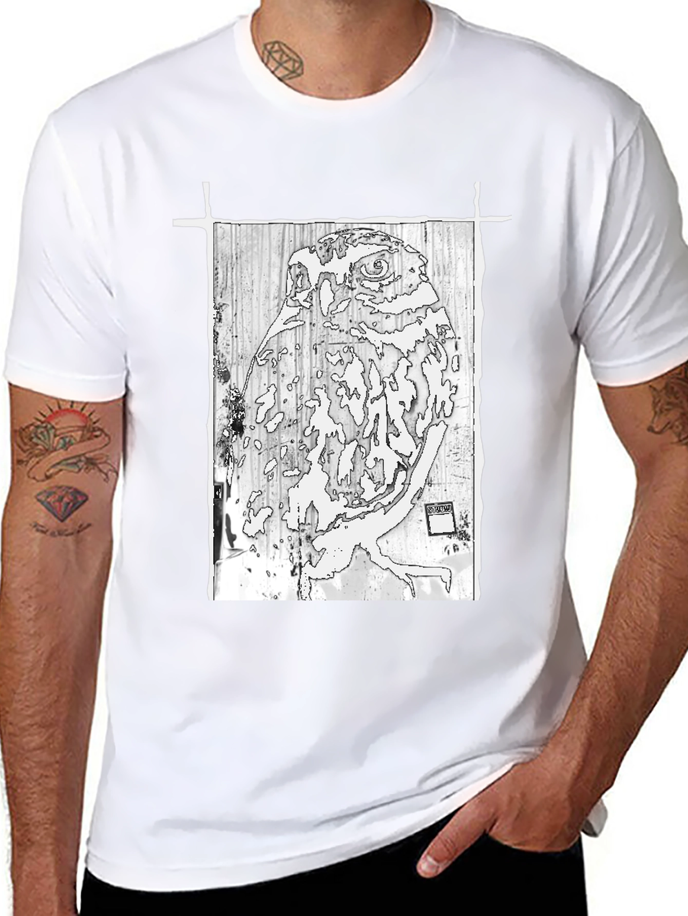 Abstract Owl Graphic Print Tee