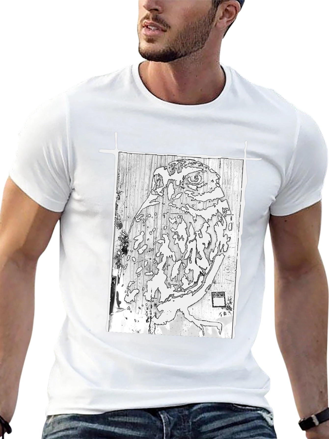 Abstract Owl Graphic Print Tee