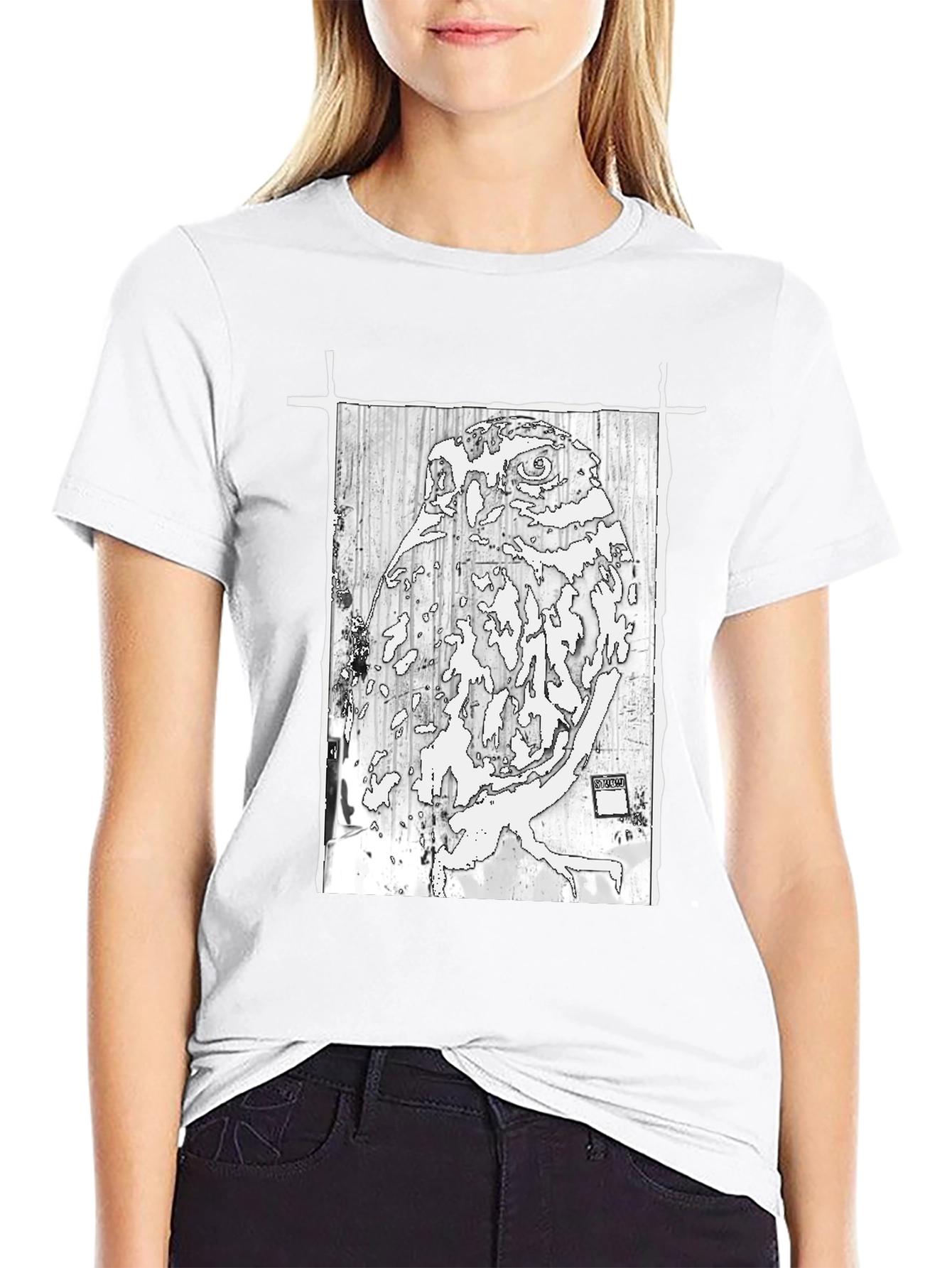 Abstract Owl Graphic Print Tee