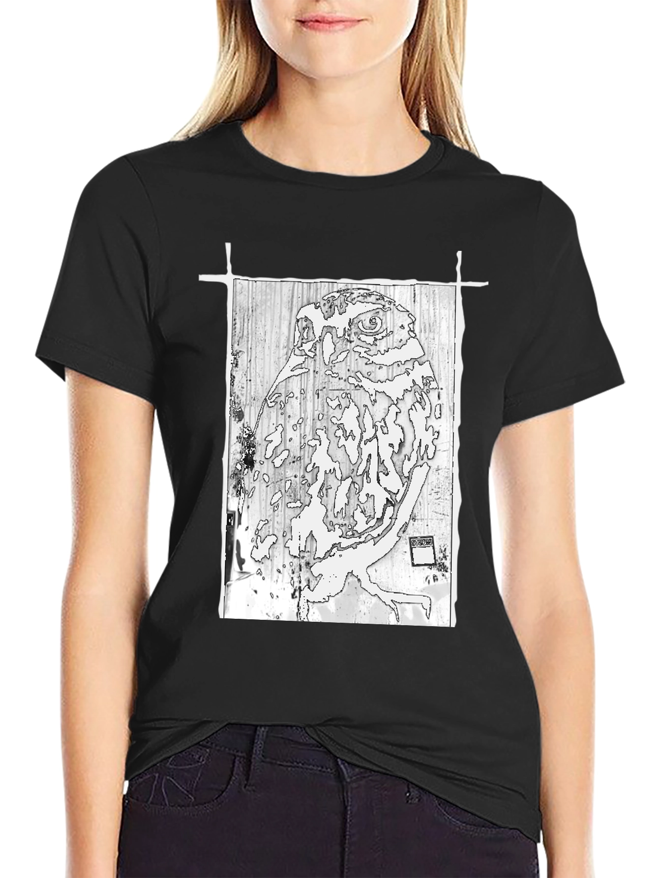 Abstract Owl Graphic Print Tee