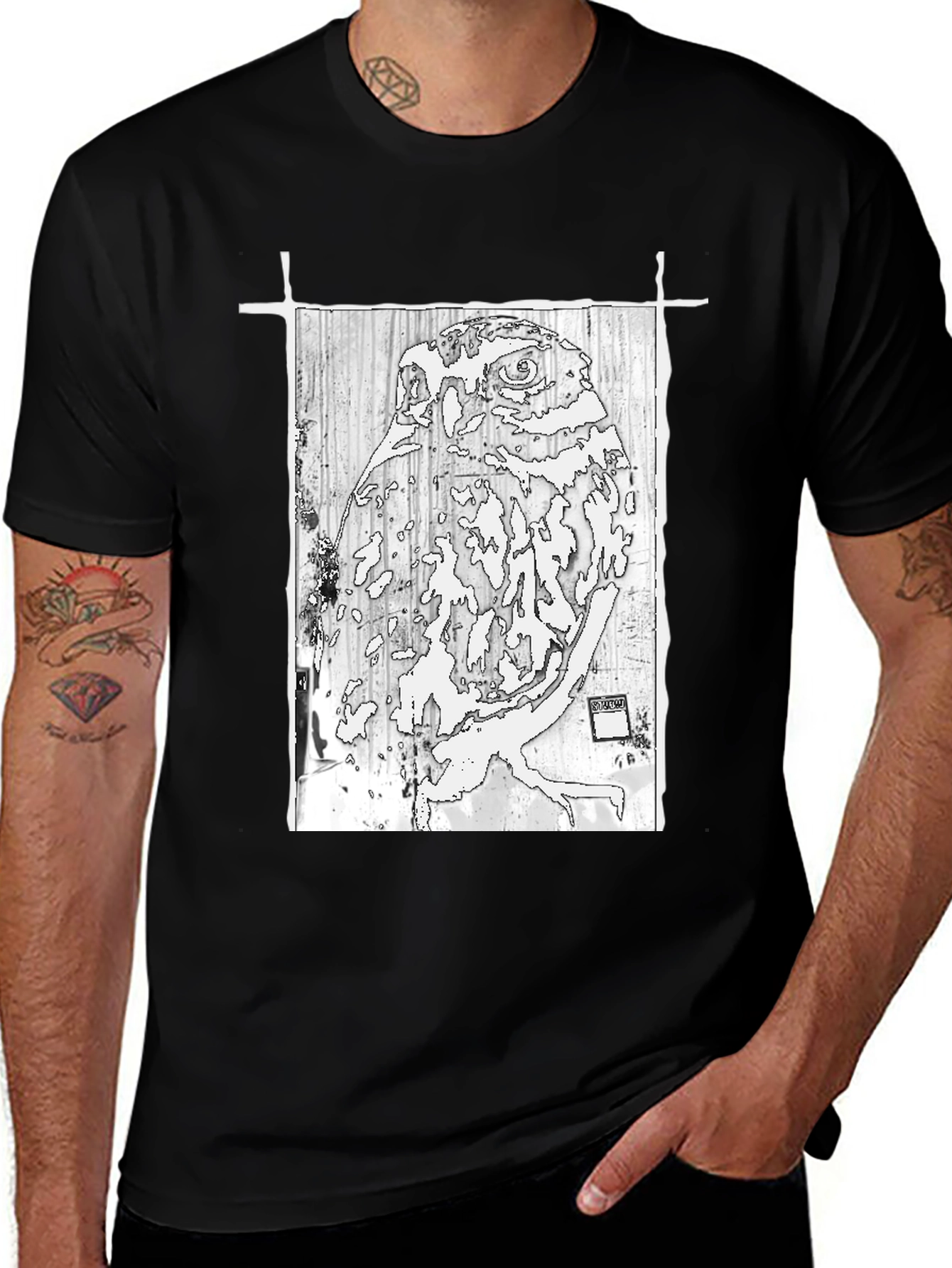 Abstract Owl Graphic Print Tee