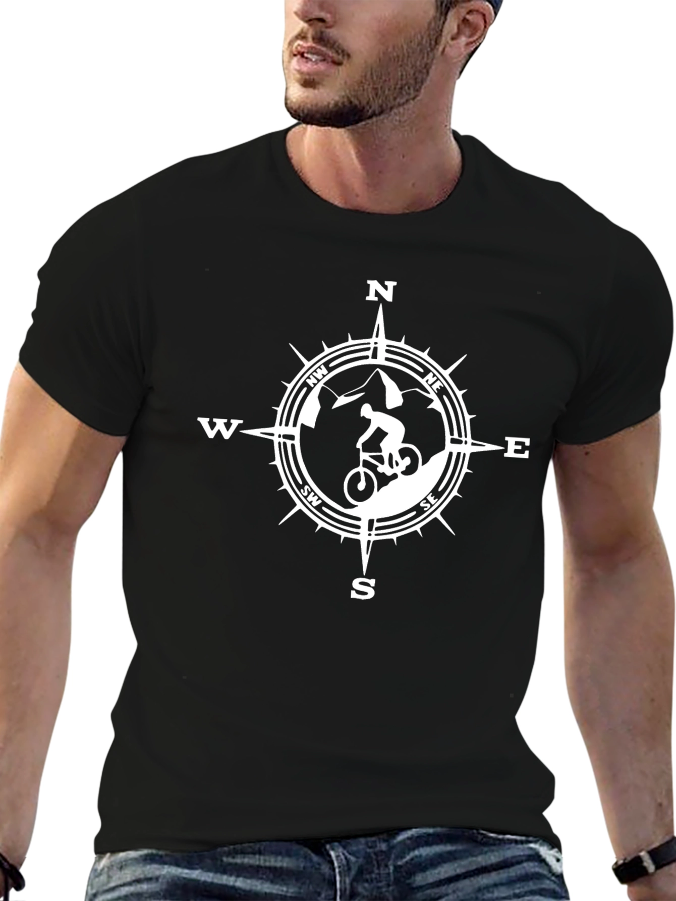 Mountain Biker Compass Graphic T-Shirt