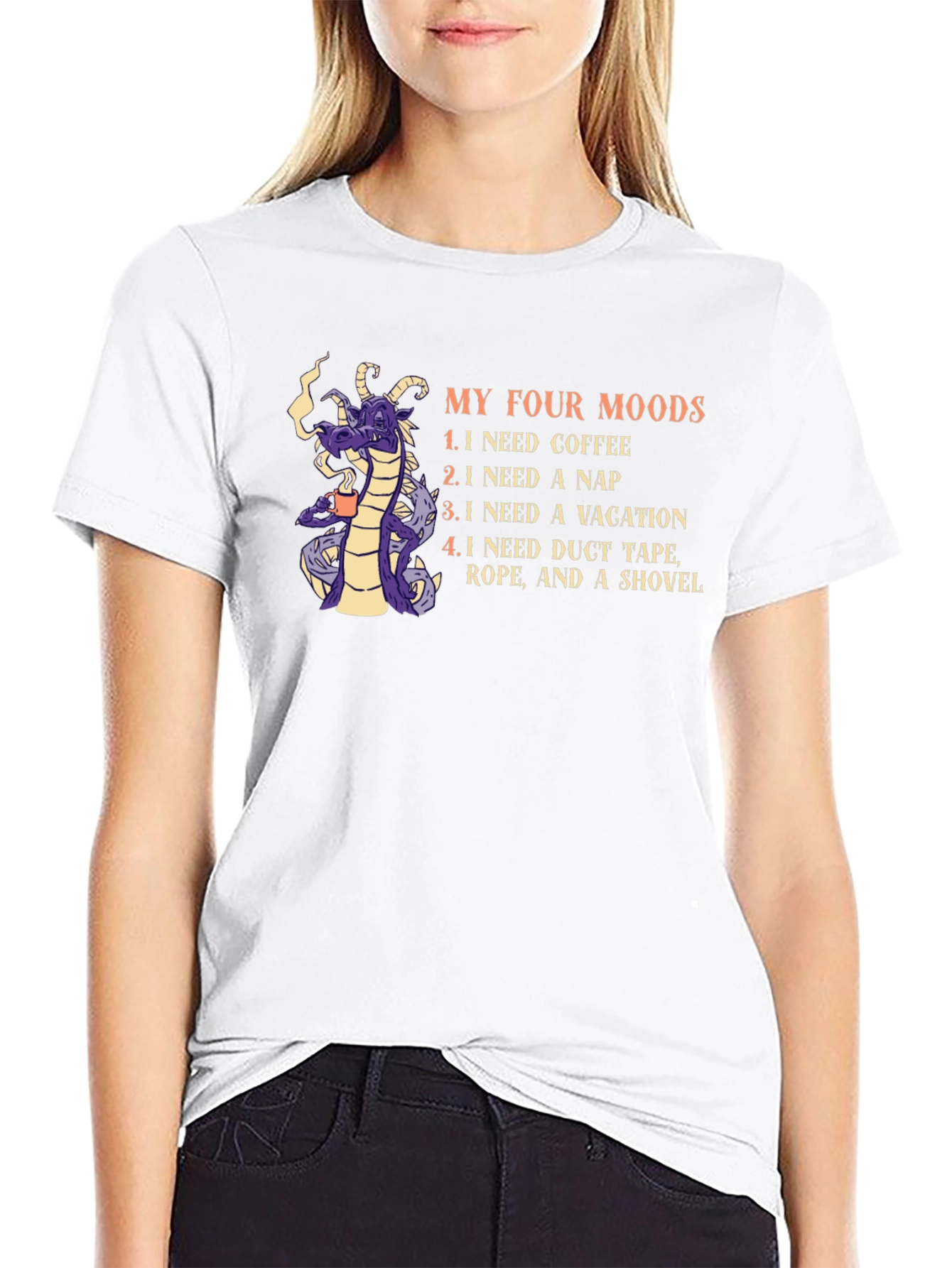 My Four Moods T-Shirt: Coffee Nap Vacation Duct Tape