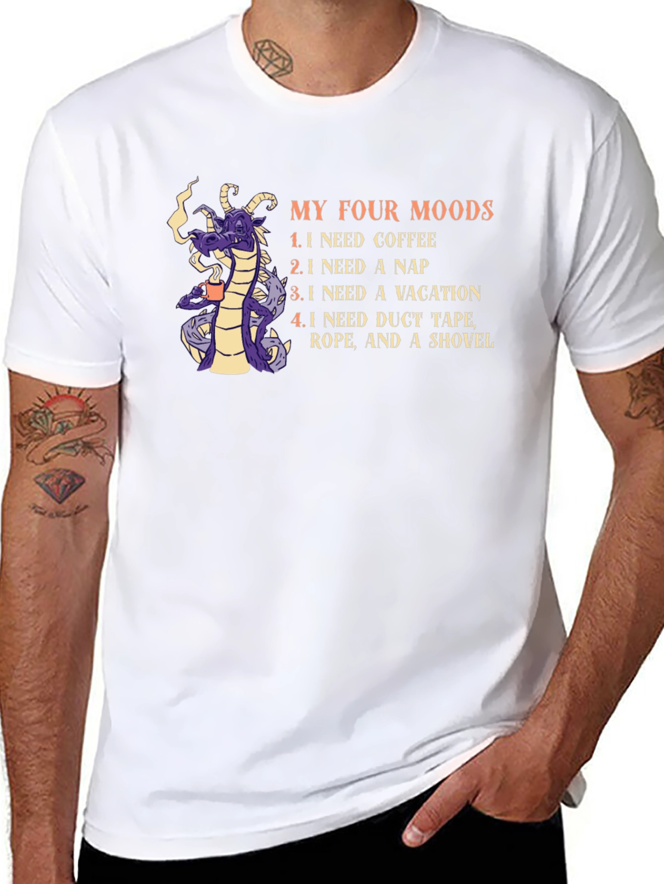 My Four Moods T-Shirt: Coffee Nap Vacation Duct Tape