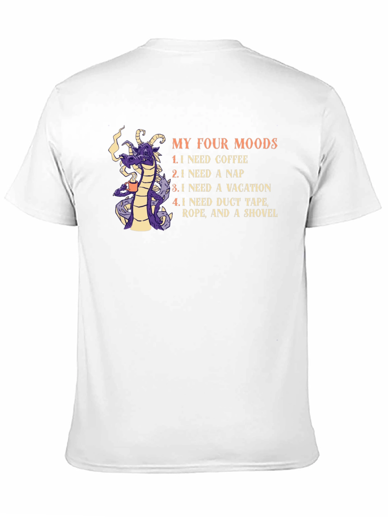 My Four Moods T-Shirt: Coffee Nap Vacation Duct Tape