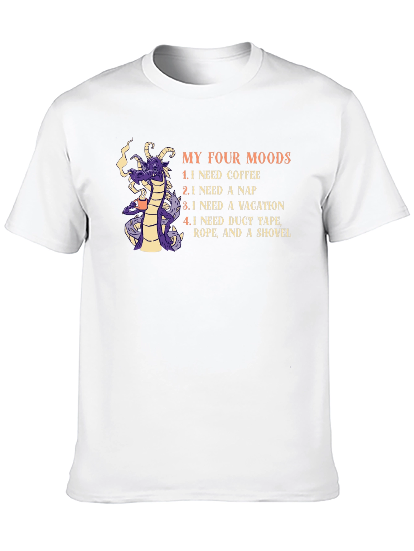 My Four Moods T-Shirt: Coffee Nap Vacation Duct Tape