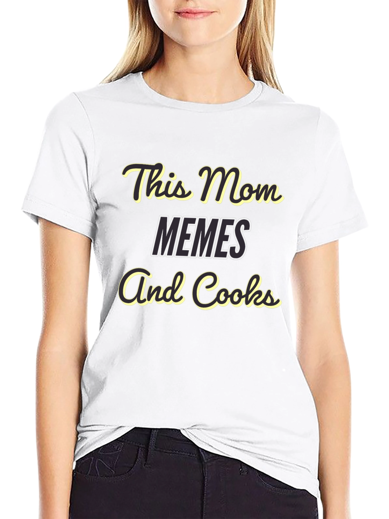 Funny Mom T-Shirt - This Mom Memes And Cooks!