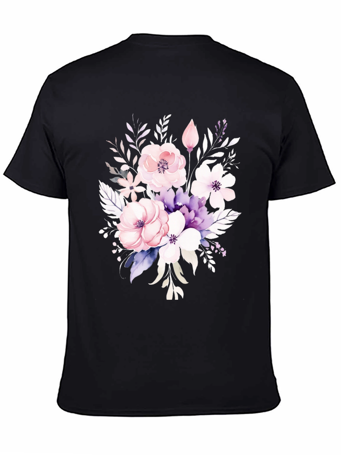 Floral Bouquet Graphic Black T-Shirt