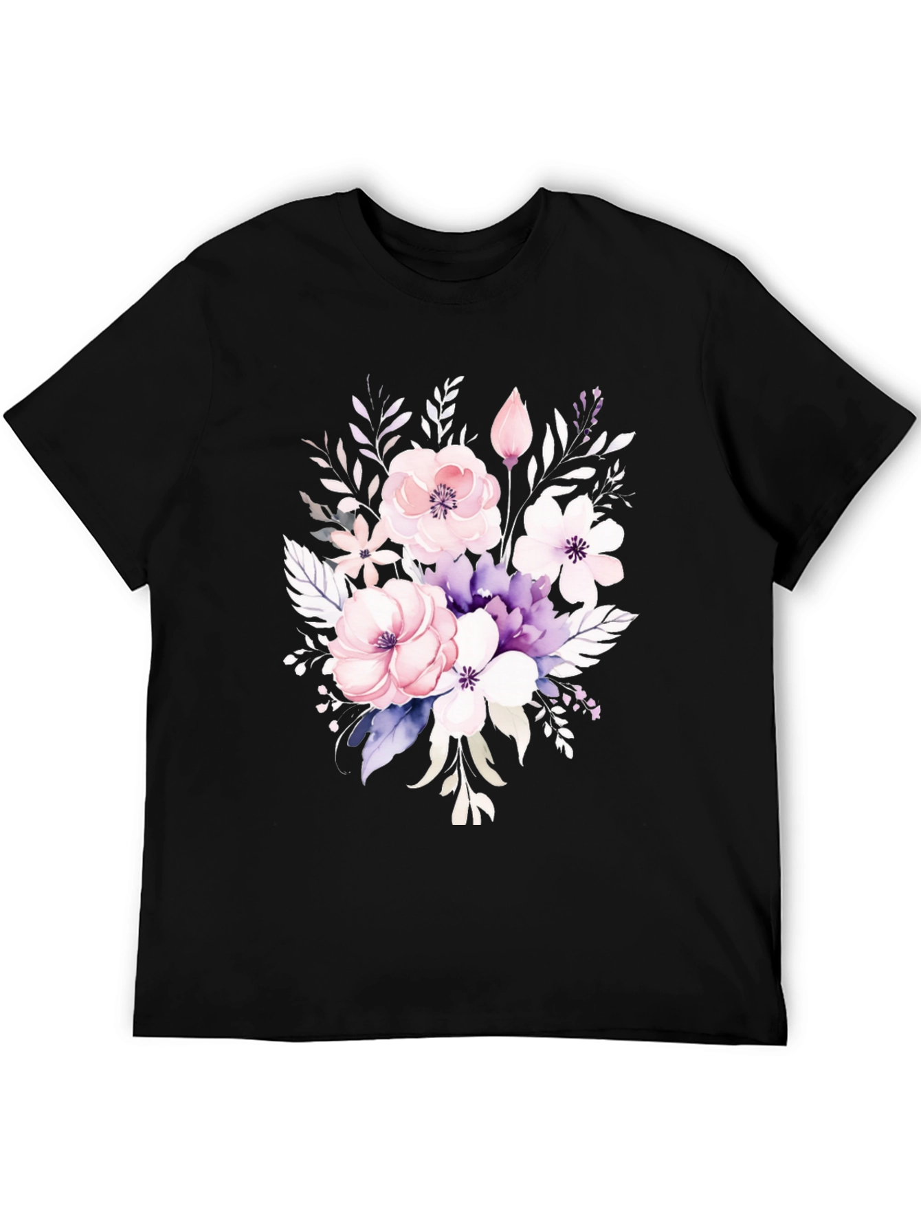 Floral Bouquet Graphic Black T-Shirt