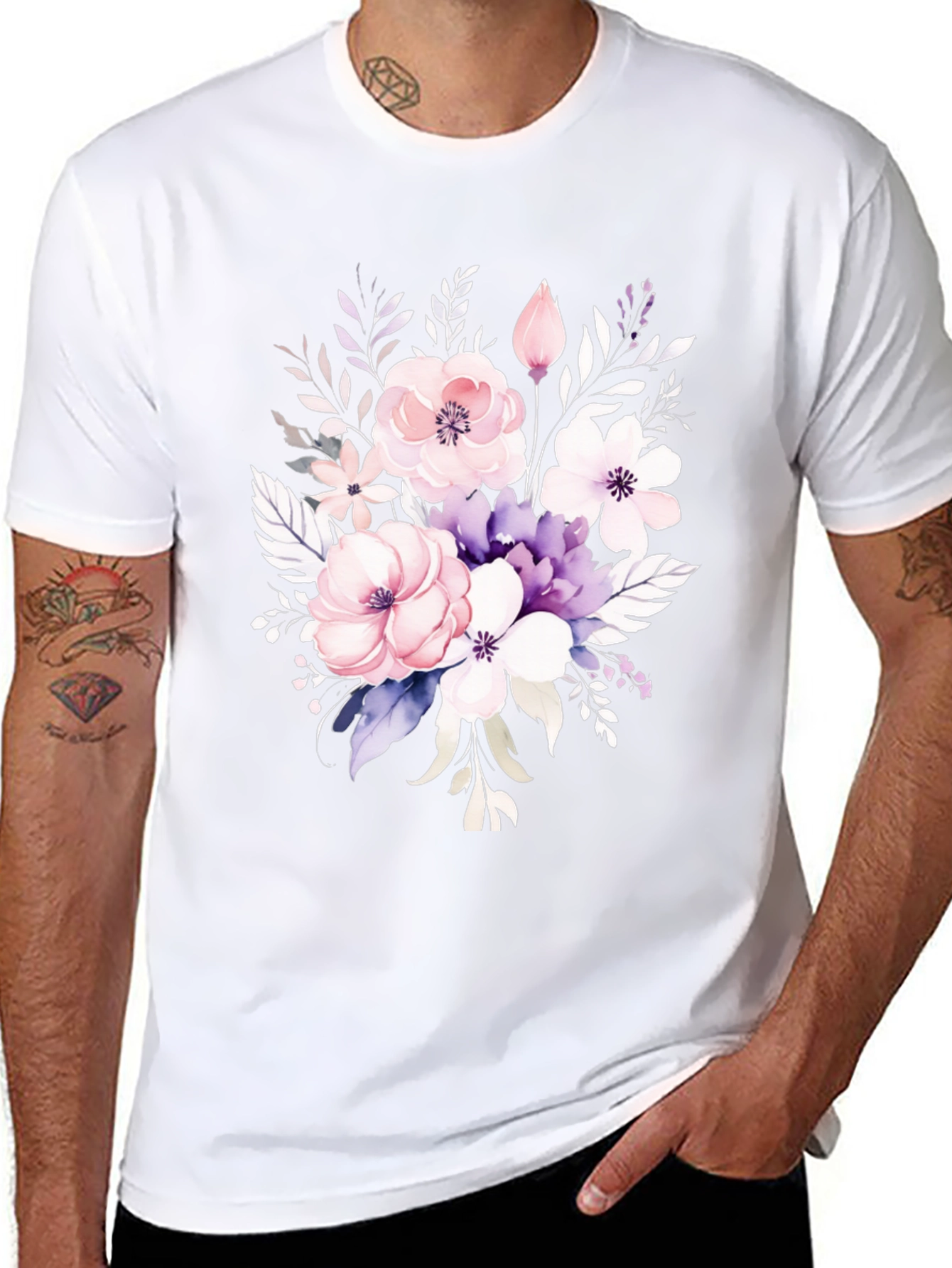 Floral Bouquet Graphic Black T-Shirt