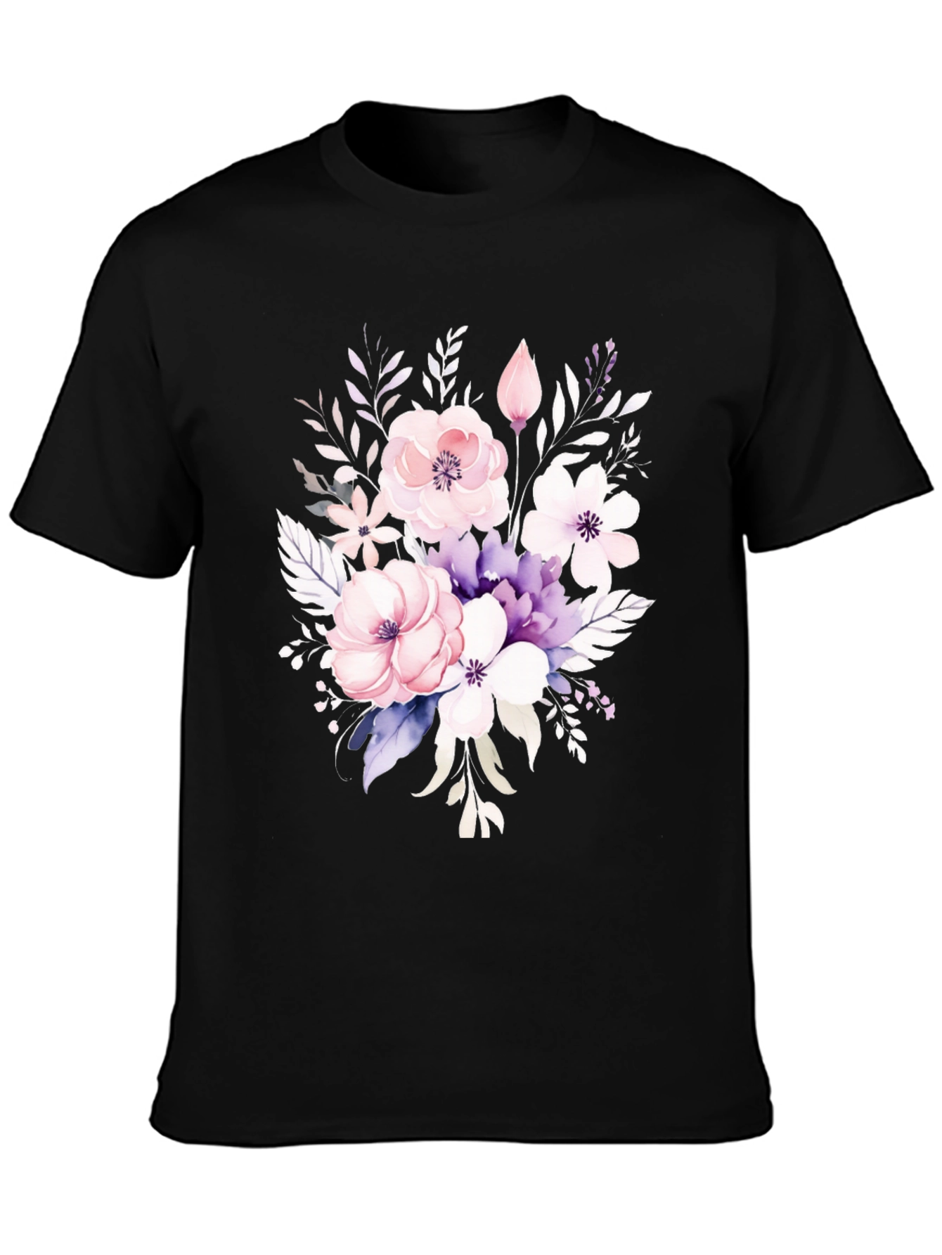 Floral Bouquet Graphic Black T-Shirt