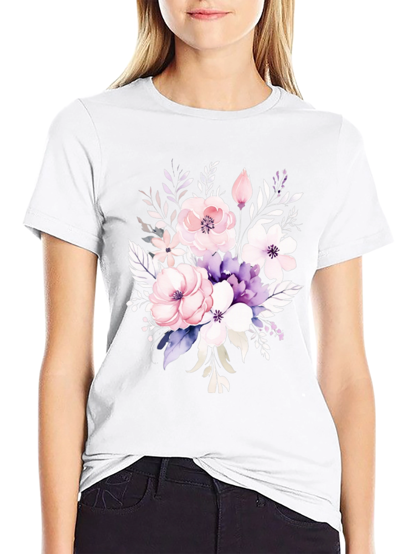 Floral Bouquet Graphic Black T-Shirt
