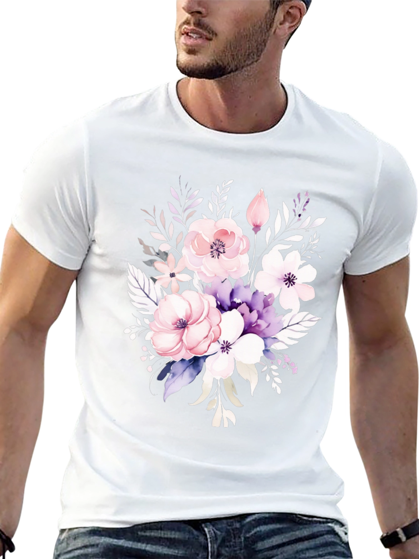 Floral Bouquet Graphic Black T-Shirt