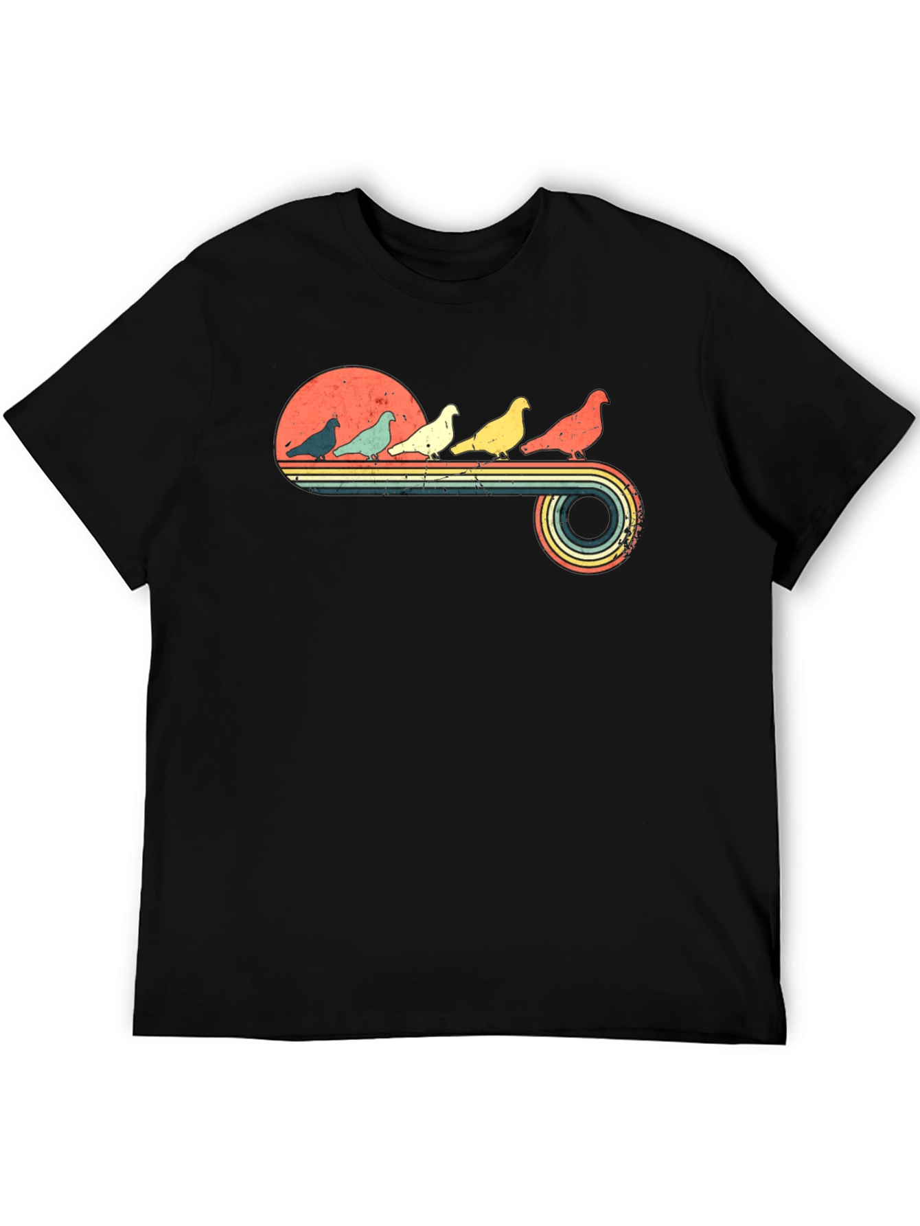 Retro Pigeon Sunset Graphic Tee