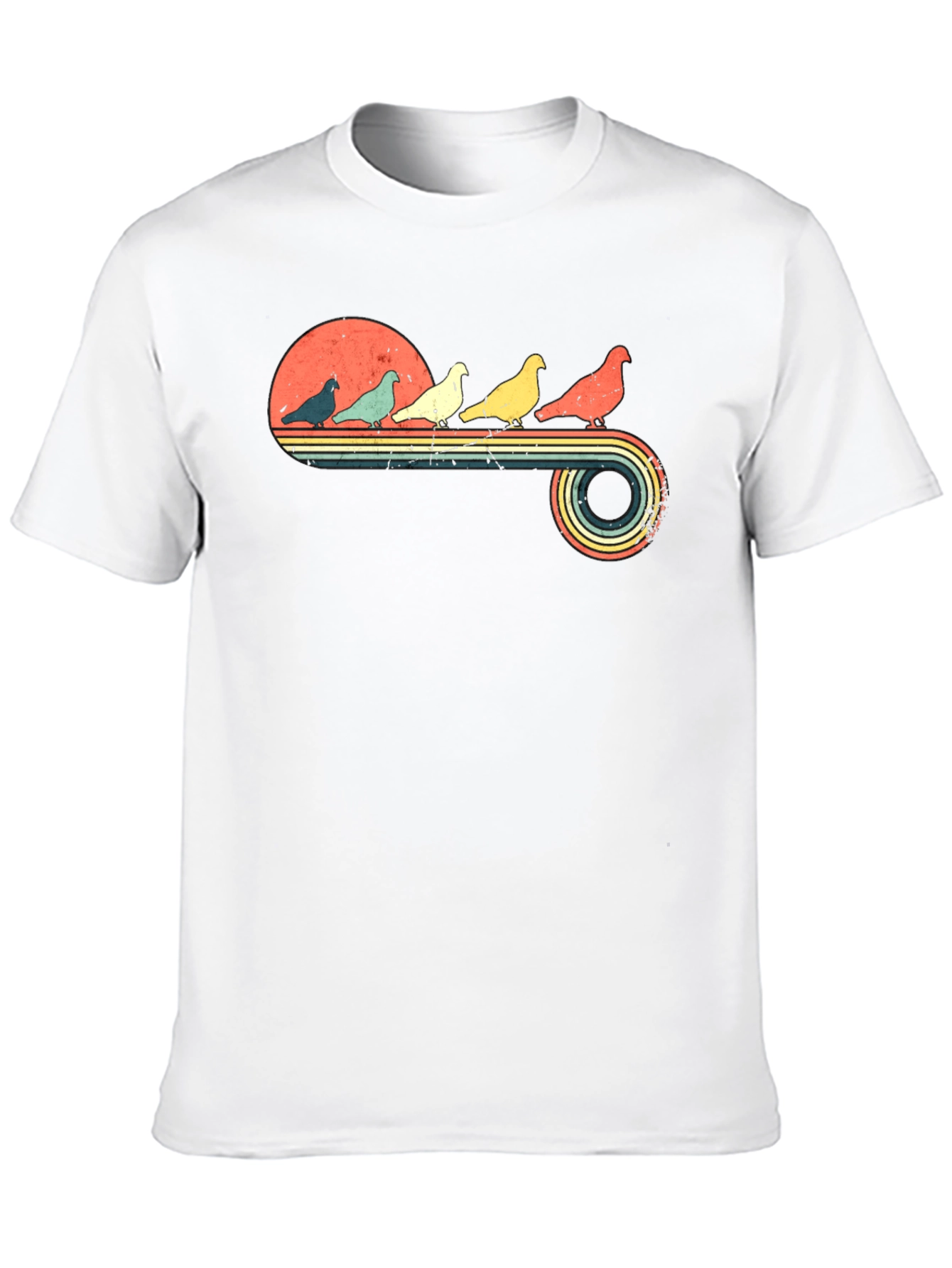 Retro Pigeon Sunset Graphic Tee