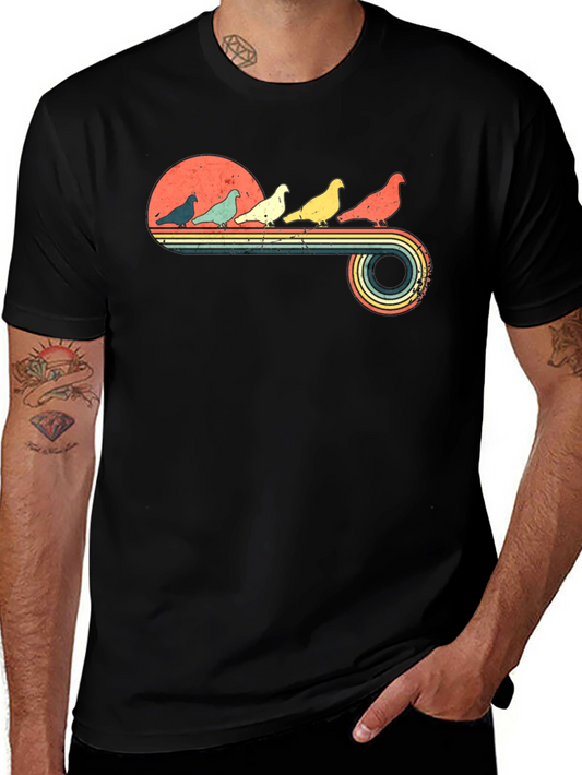 Retro Pigeon Sunset Graphic Tee