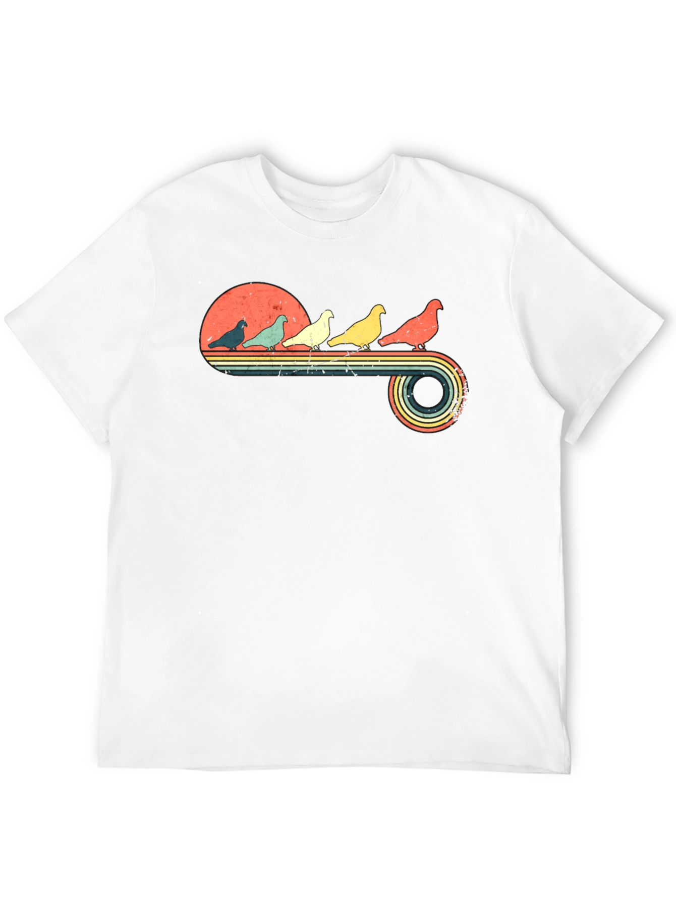 Retro Pigeon Sunset Graphic Tee