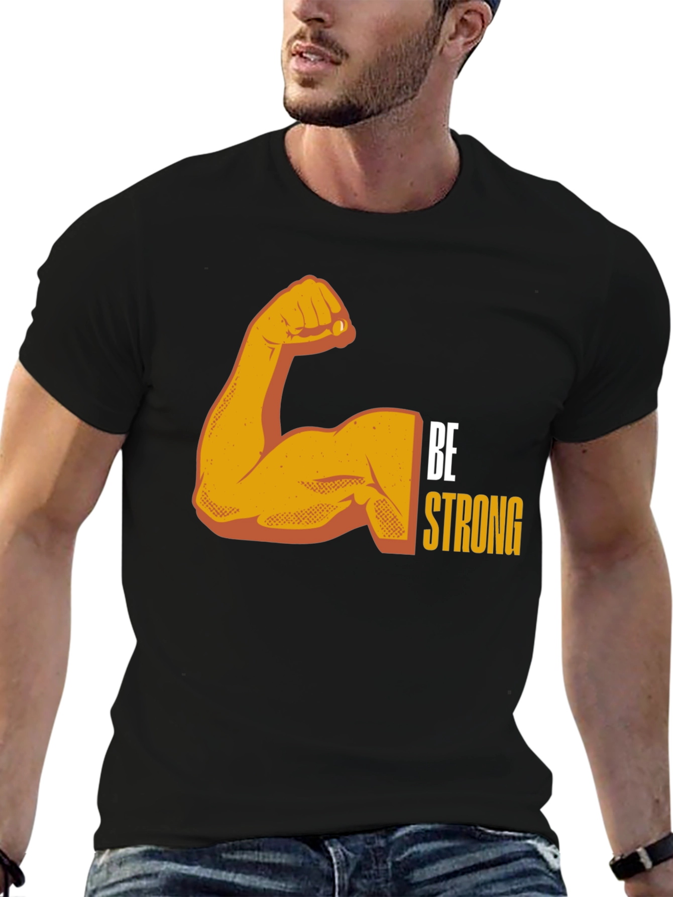 Be Strong Graphic Tee - Black Cotton Blend