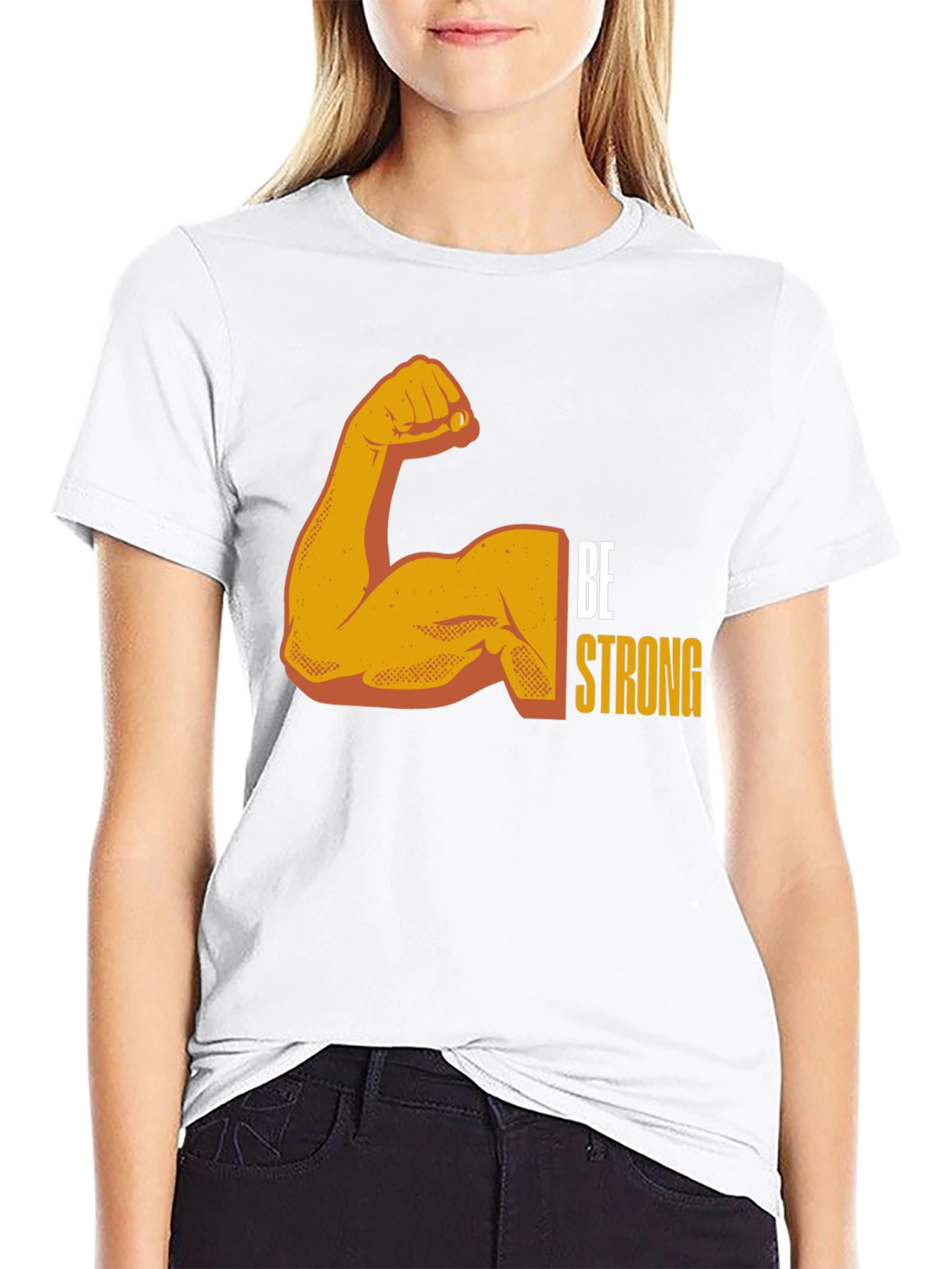 Be Strong Graphic Tee - Black Cotton Blend