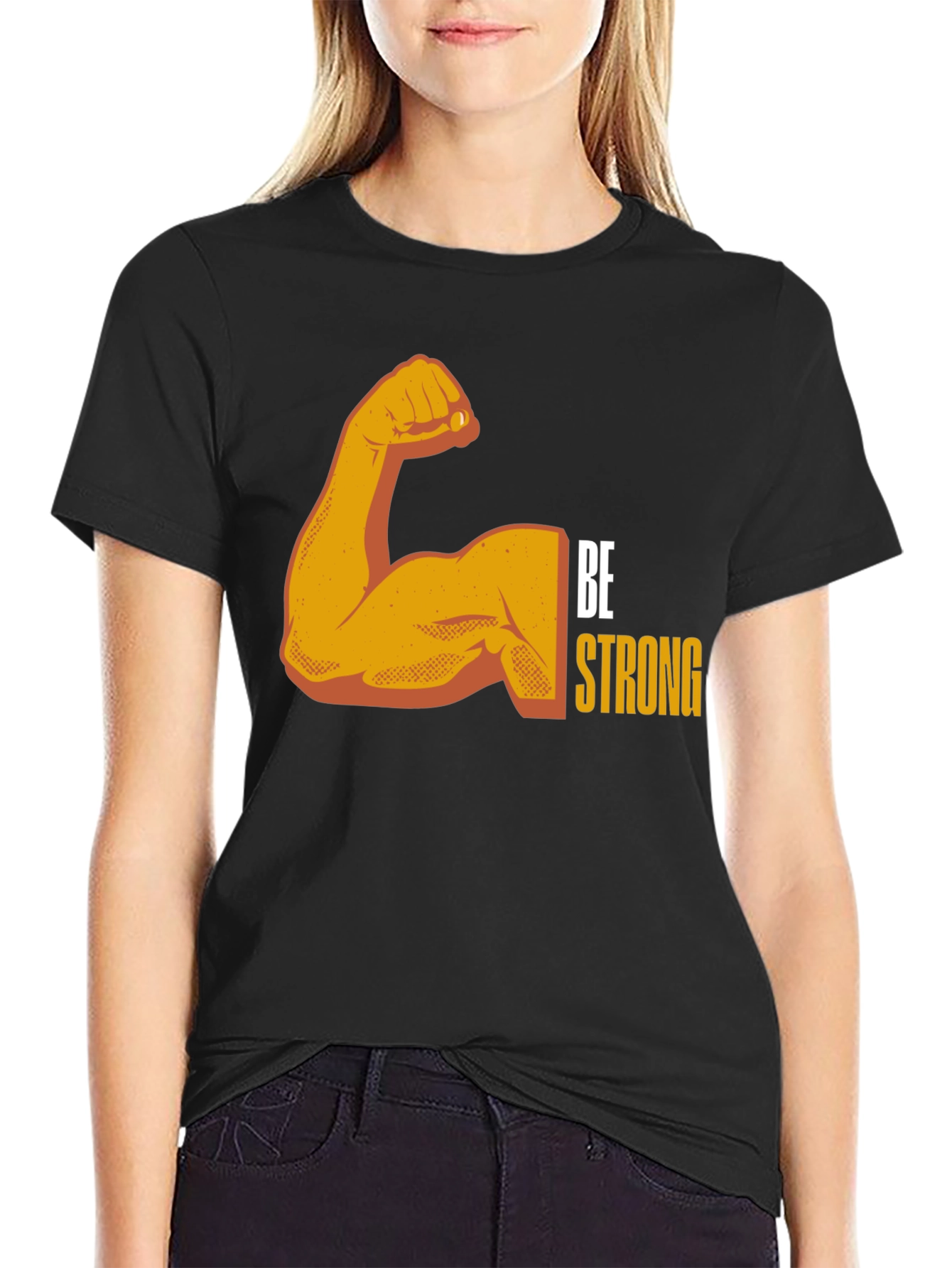 Be Strong Graphic Tee - Black Cotton Blend