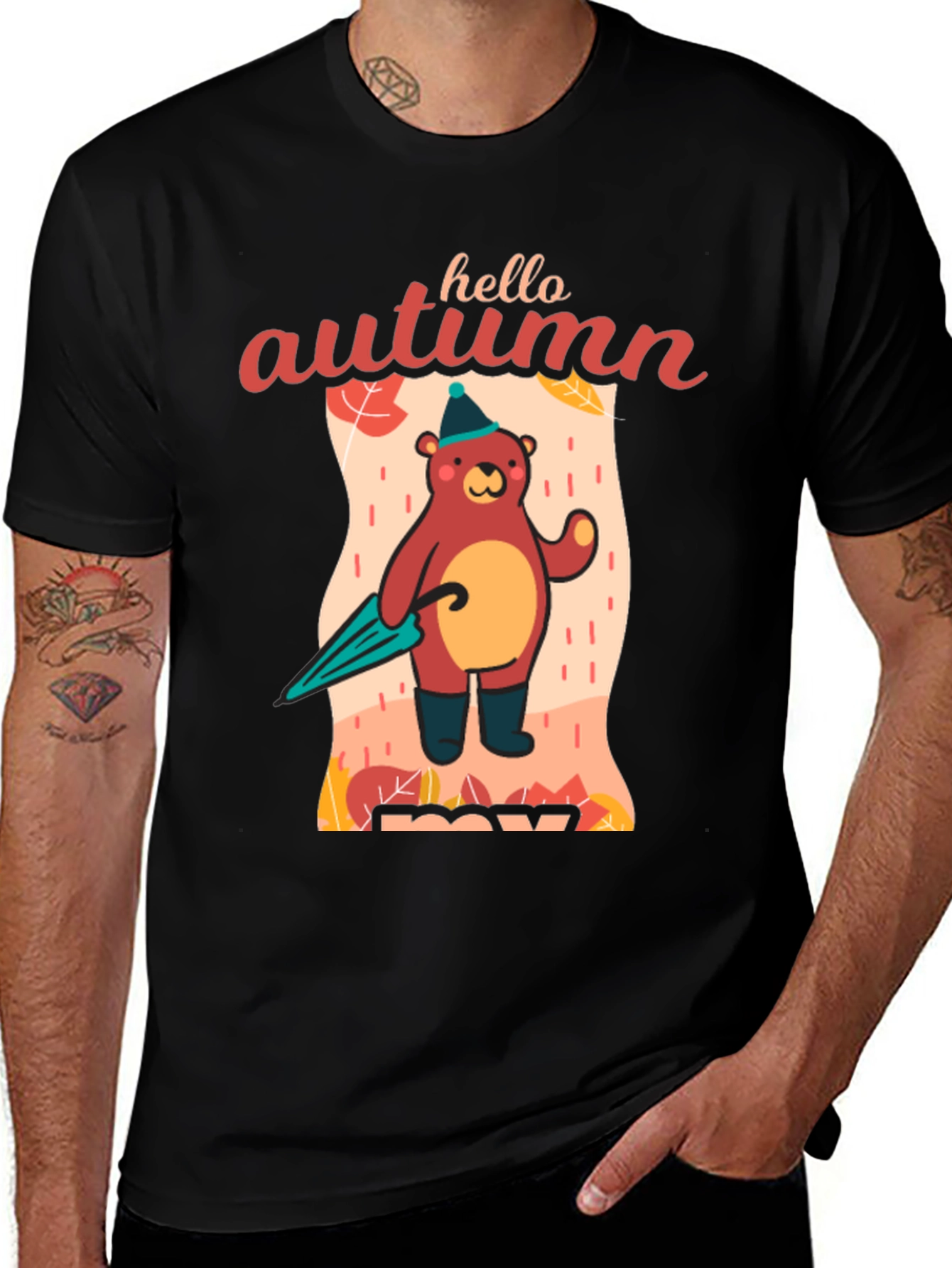 Hello Autumn Bear T-Shirt Fall Season Apparel