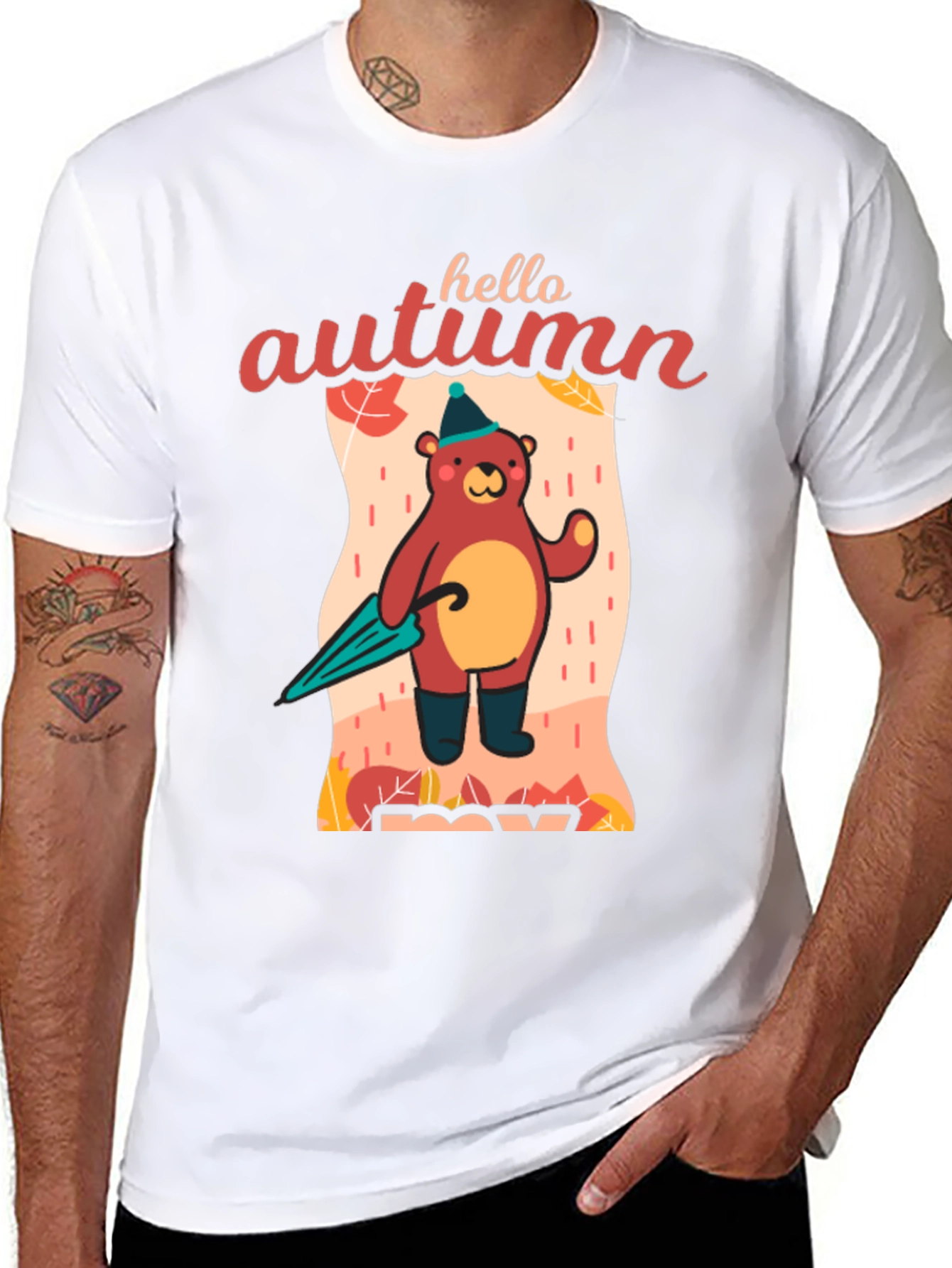 Hello Autumn Bear T-Shirt Fall Season Apparel