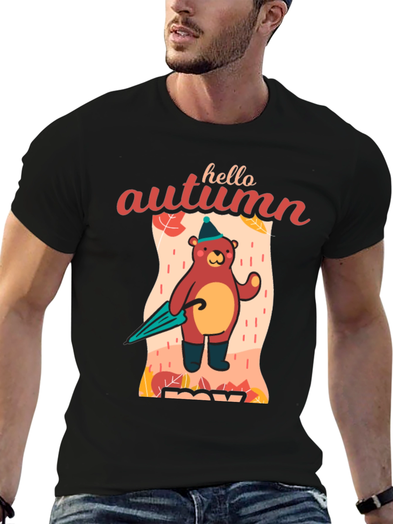 Hello Autumn Bear T-Shirt Fall Season Apparel