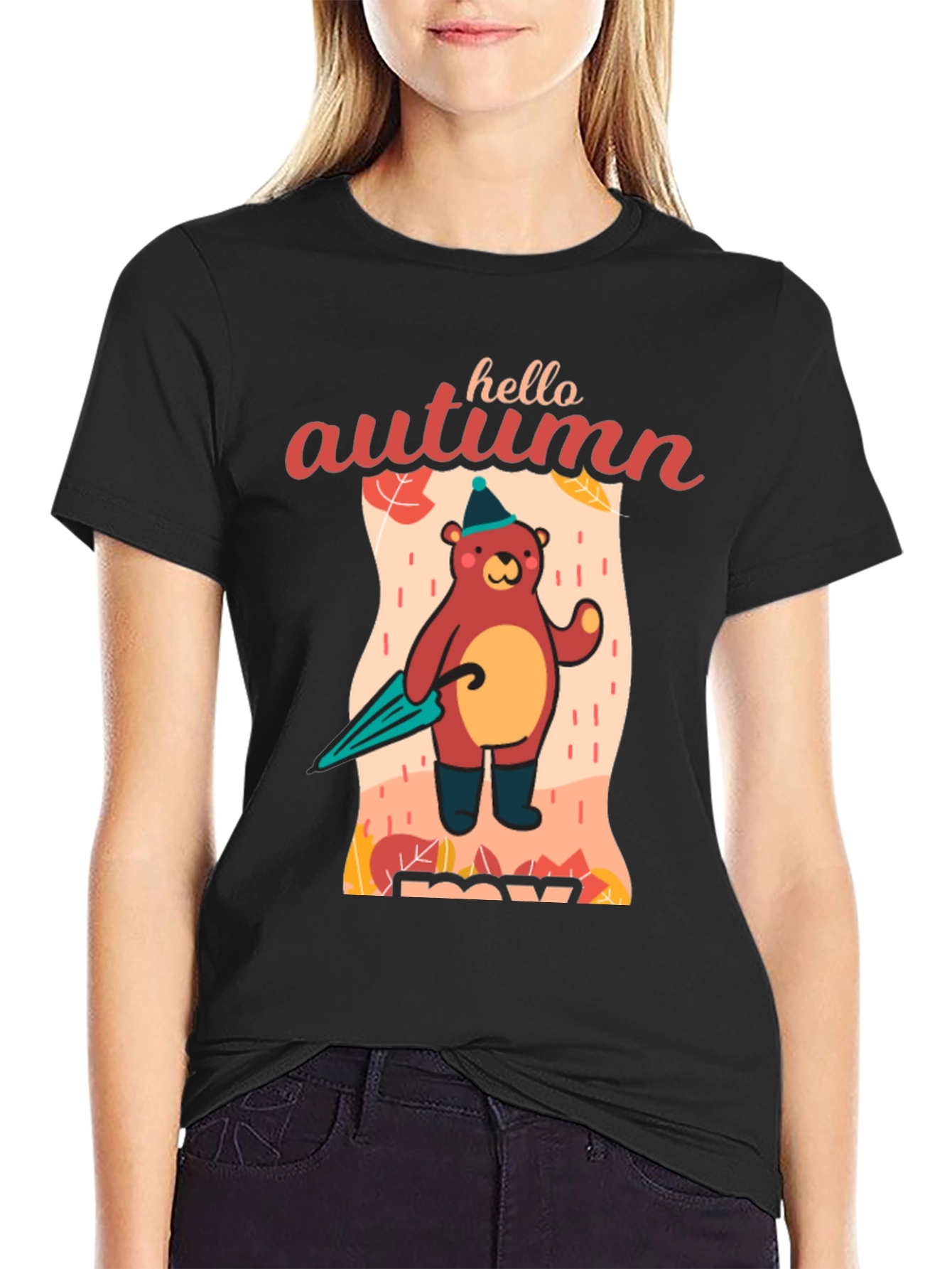 Hello Autumn Bear T-Shirt Fall Season Apparel