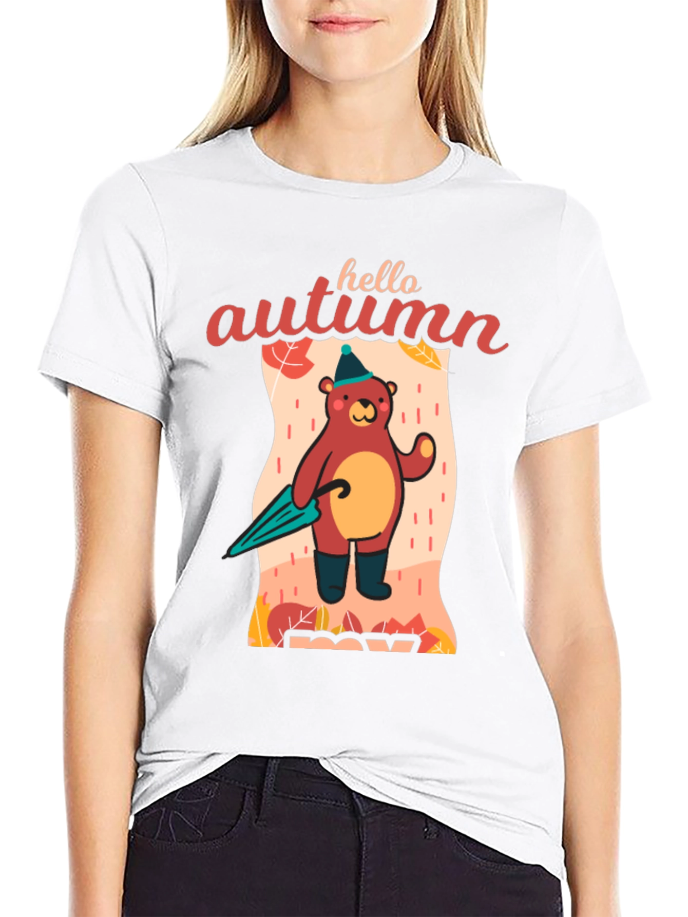 Hello Autumn Bear T-Shirt Fall Season Apparel