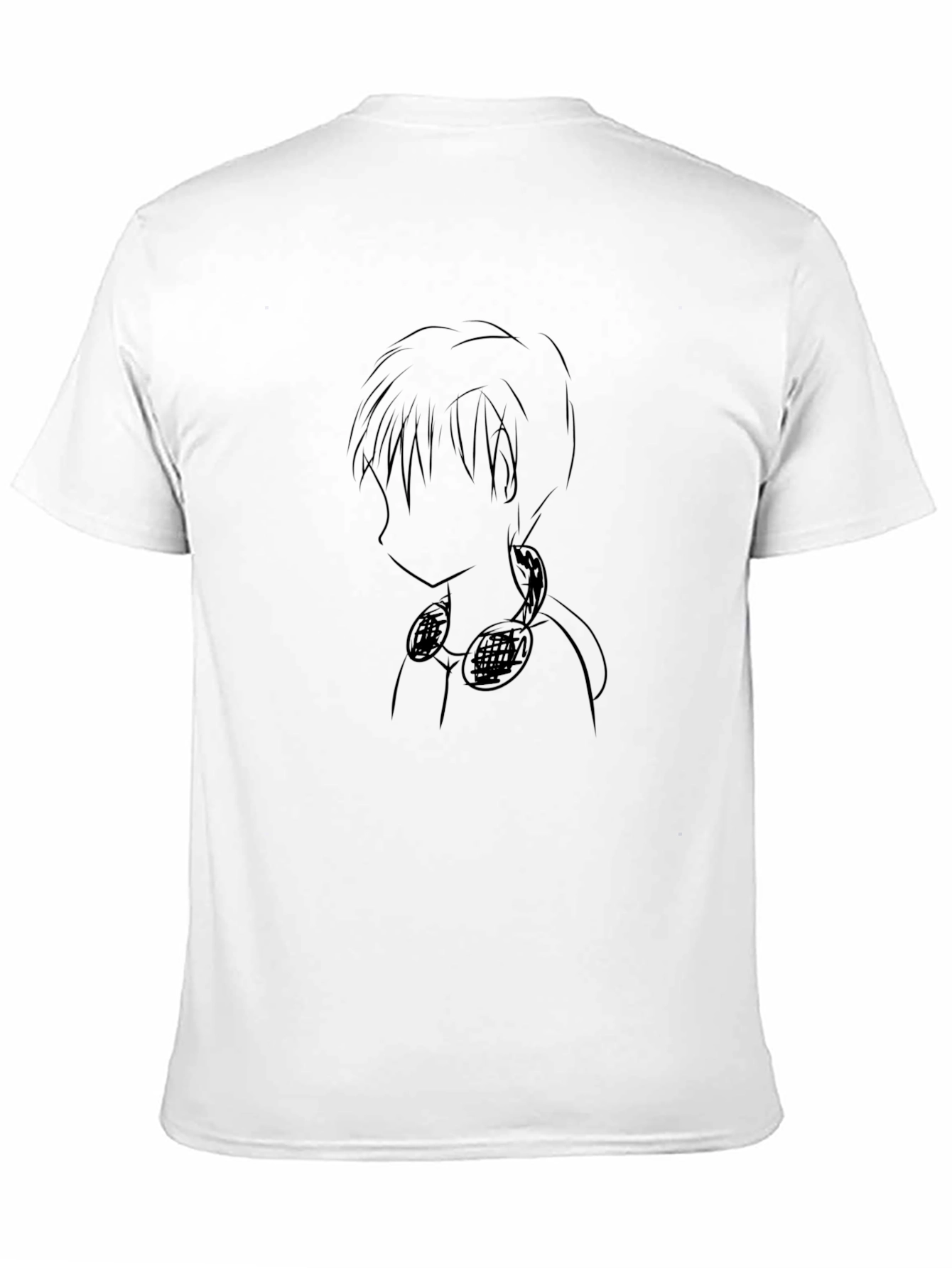 Anime Sketch Graphic Tee - Black Cotton Casual