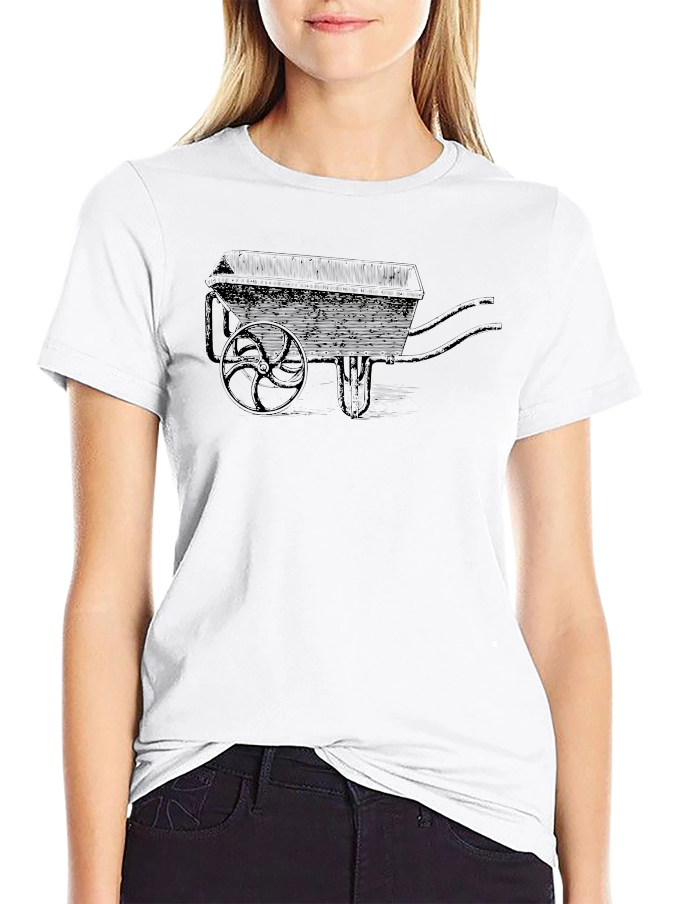 Cool Black Wheelbarrow Graphic T-Shirt
