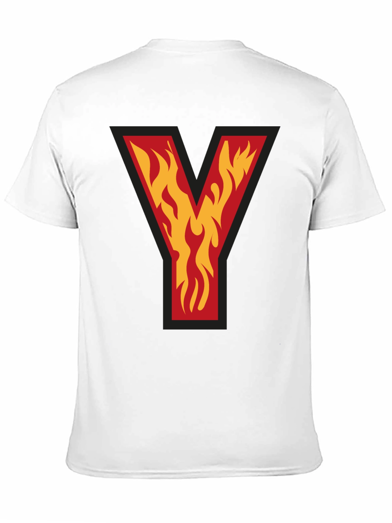 Fiery Initial Y Graphic Tee - Bold Black T-Shirt
