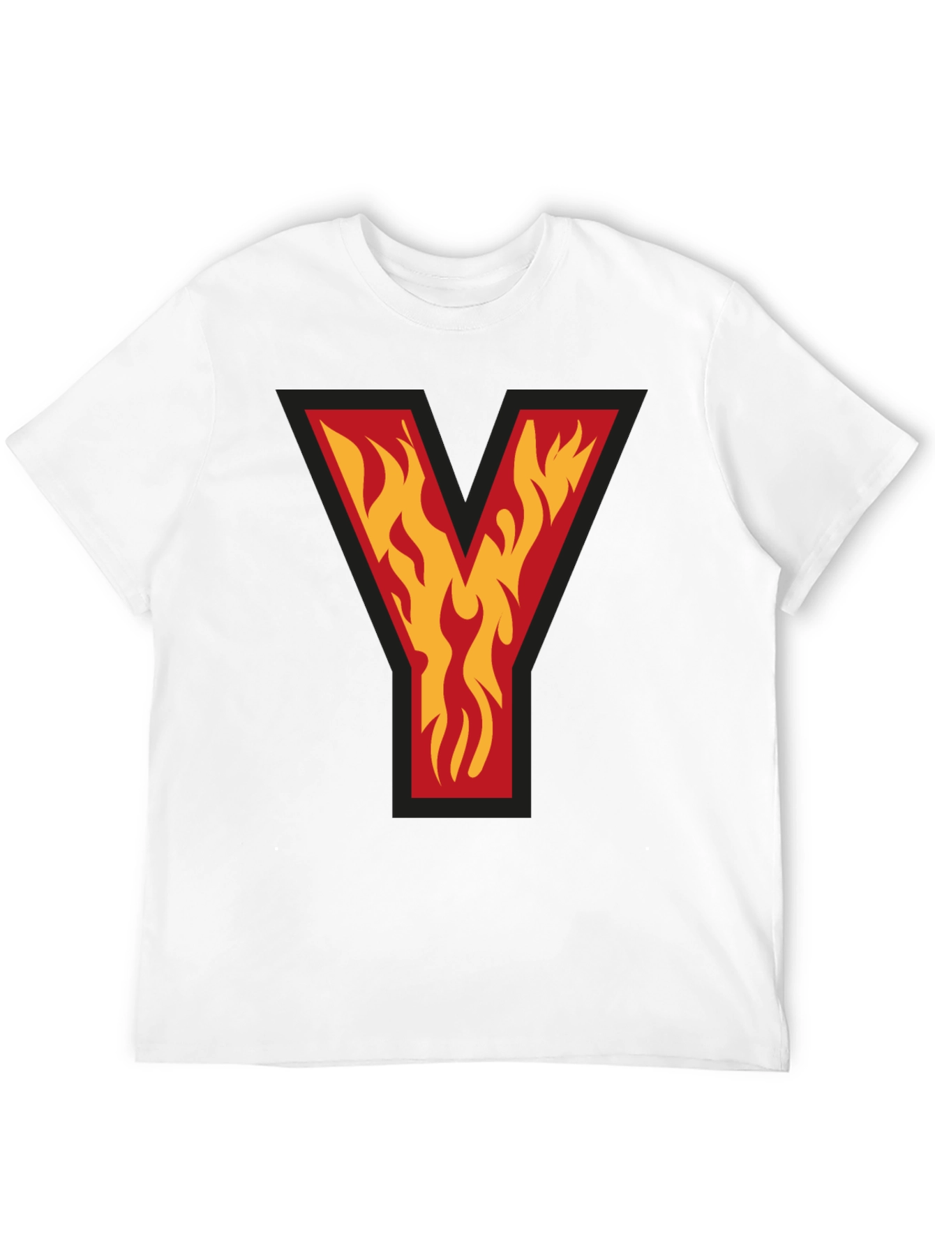 Fiery Initial Y Graphic Tee - Bold Black T-Shirt